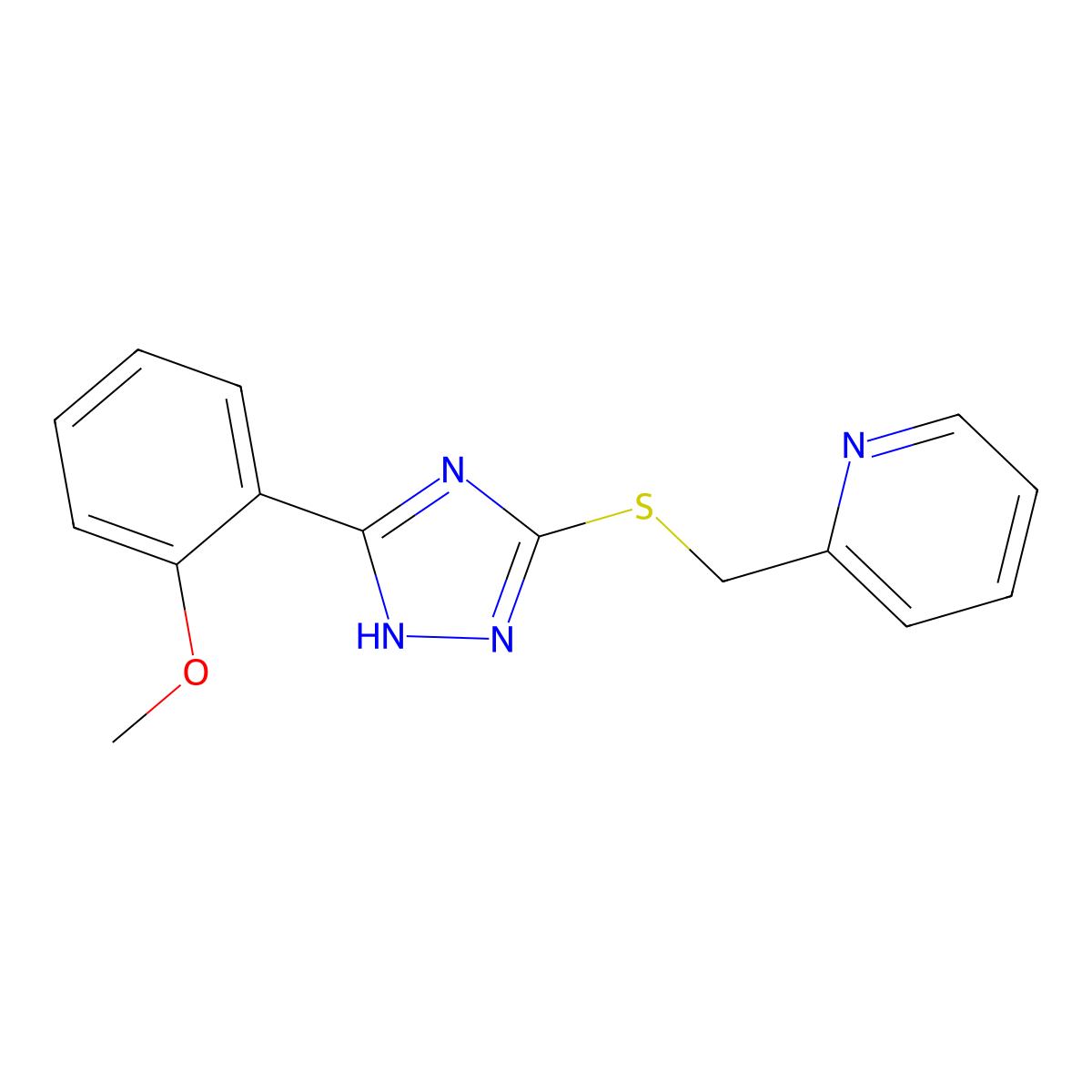 2-[[5-(2-methoxyphenyl)-1H-1,2,4-triazol-3-yl]sulfanylmethyl]pyridine molecular structure, CAS 672279-81-1
