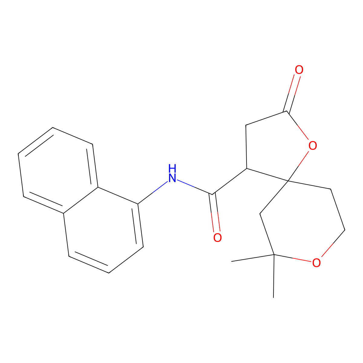 7,7-Dimethyl-N-(naphthalen-1-YL)-2-oxo-1,8-dioxaspiro[4.5]decane-4-carboxamide molecular structure, CAS 672280-20-5