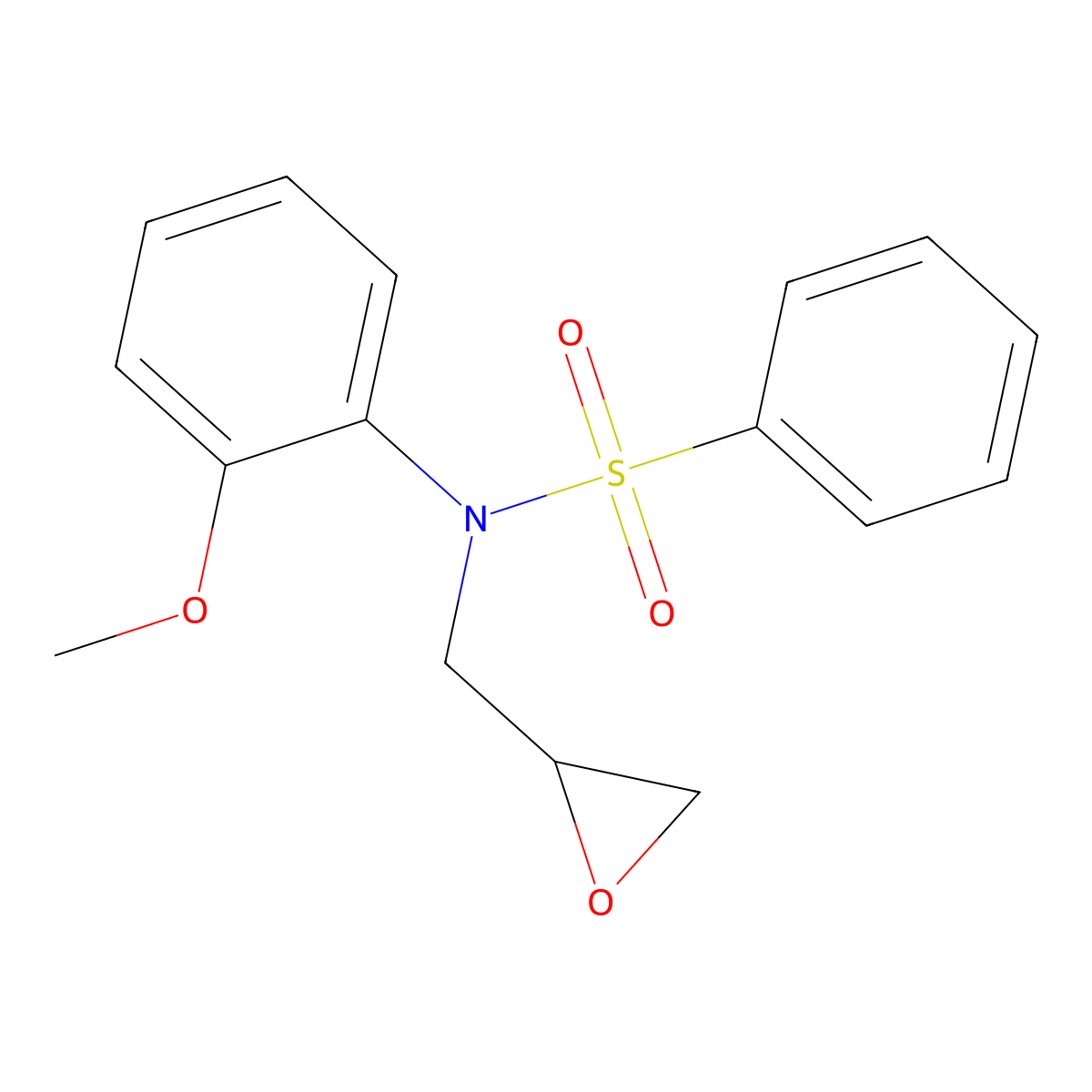 N-(2-methoxyphenyl)-N-(oxiran-2-ylmethyl)benzenesulfonamide molecular structure, CAS 672280-58-9