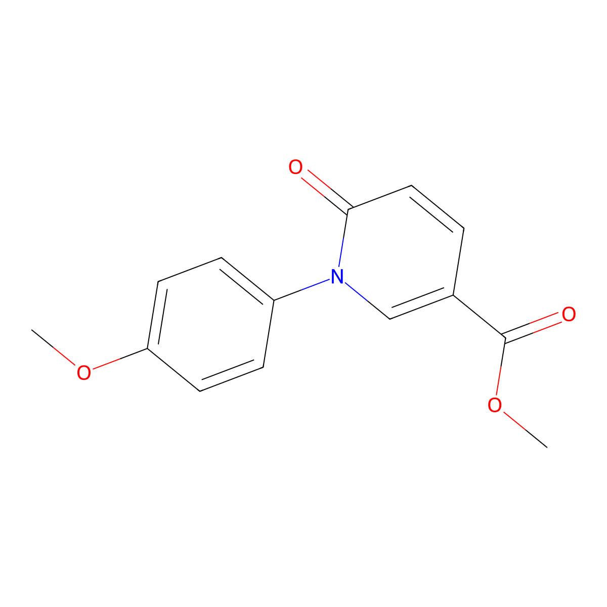 Methyl 1-(4-methoxyphenyl)-6-oxo-1,6-dihydropyridine-3-carboxylate molecular structure, CAS 672281-71-9