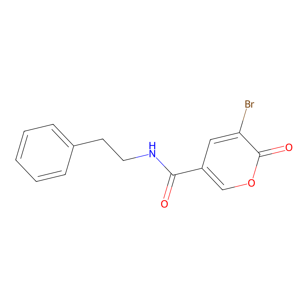 5-bromo-6-oxo-N-(2-phenylethyl)pyran-3-carboxamide molecular structure, CAS 672282-33-6