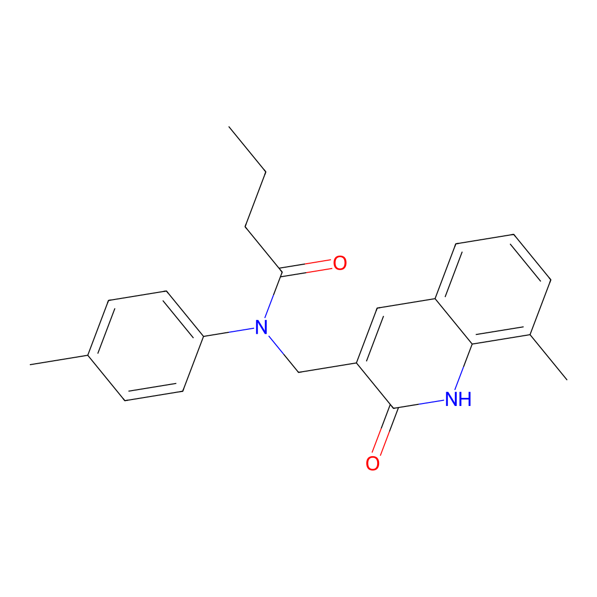 N-[(8-methyl-2-oxo-1H-quinolin-3-yl)methyl]-N-(4-methylphenyl)butanamide molecular structure, CAS 672283-99-7