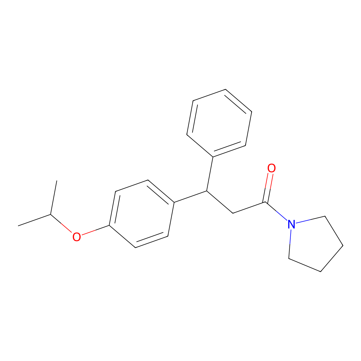 3-Phenyl-3-(4-propan-2-yloxyphenyl)-1-pyrrolidin-1-ylpropan-1-one molecular structure, CAS 672284-17-2