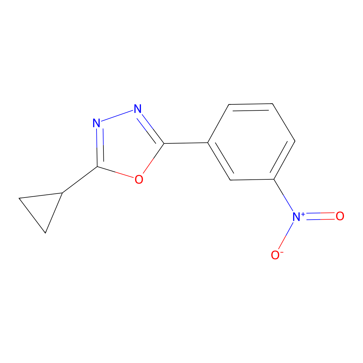2-Cyclopropyl-5-(3-nitrophenyl)-1,3,4-oxadiazole molecular structure, CAS 672286-28-1