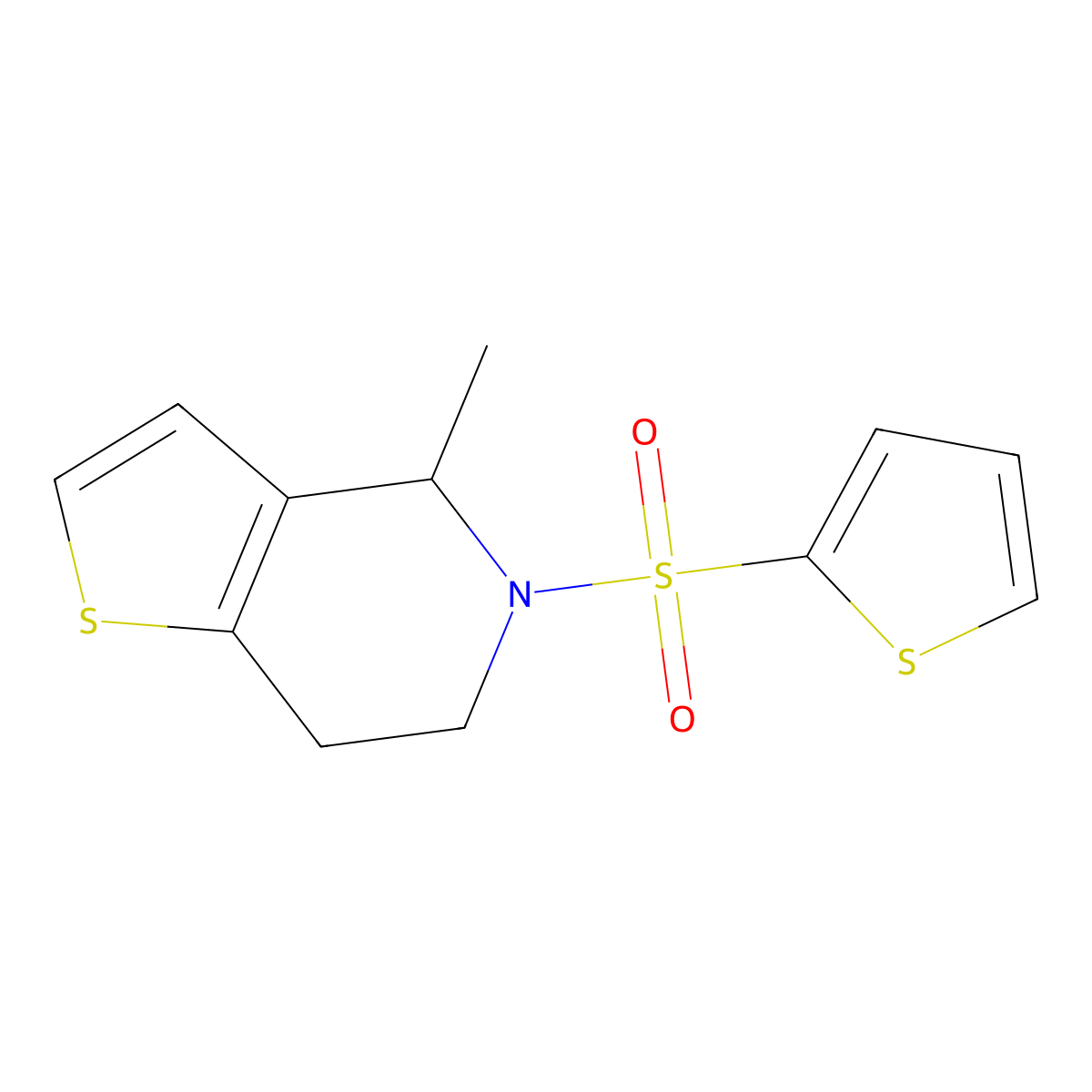 4-methyl-5-thiophen-2-ylsulfonyl-6,7-dihydro-4H-thieno[3,2-c]pyridine molecular structure, CAS 672286-97-4