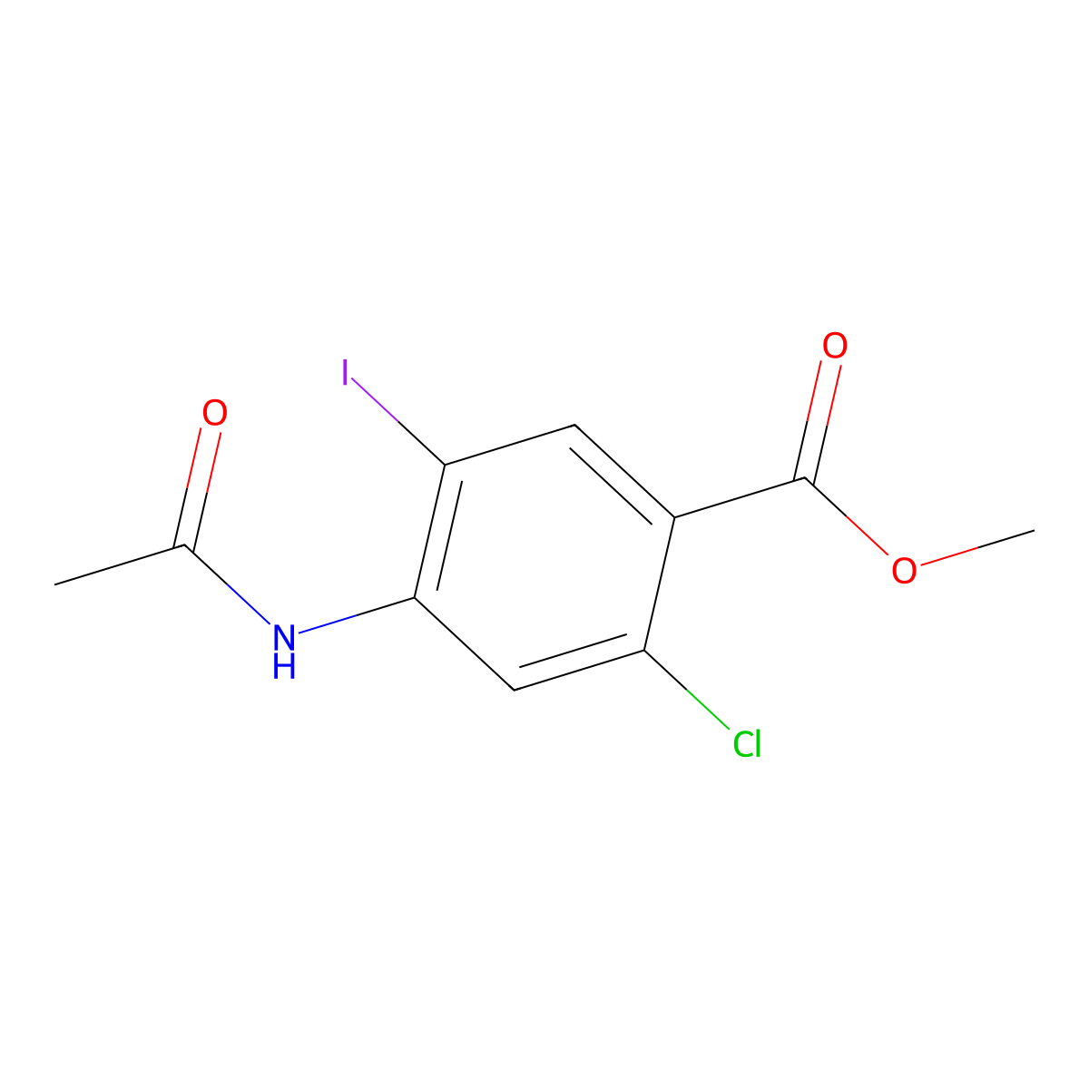 Methyl 4-acetamido-2-chloro-5-iodobenzoate molecular structure, CAS 672292-97-6