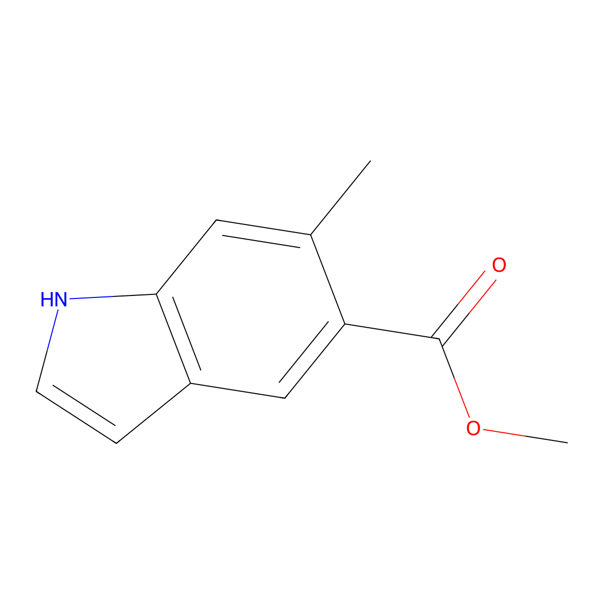 methyl 6-methyl-1H-indole-5-carboxylate molecular structure, CAS 672293-36-6