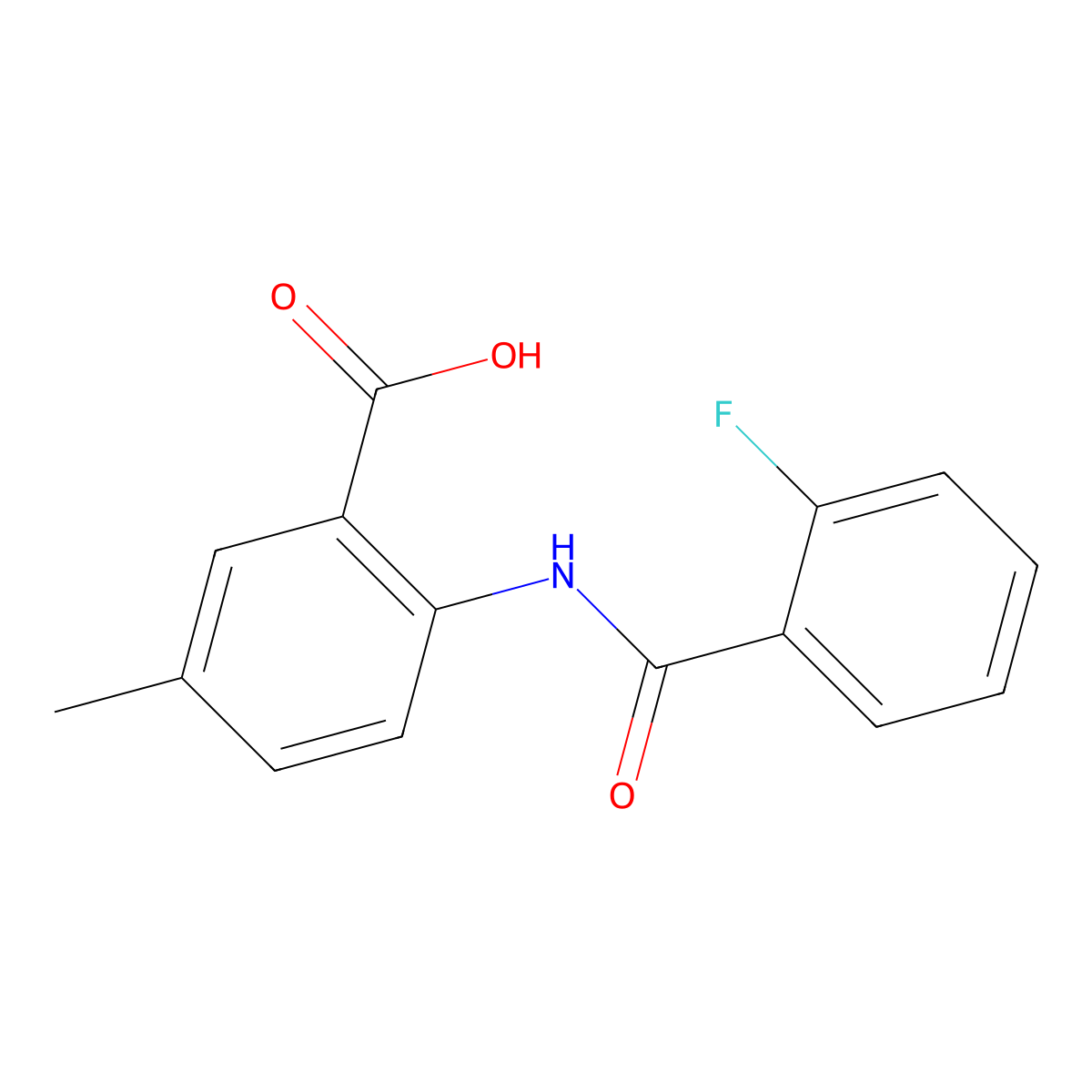 2-[(2-Fluorobenzoyl)amino]-5-methylbenzenecarboxylic acid molecular structure, CAS 672300-51-5