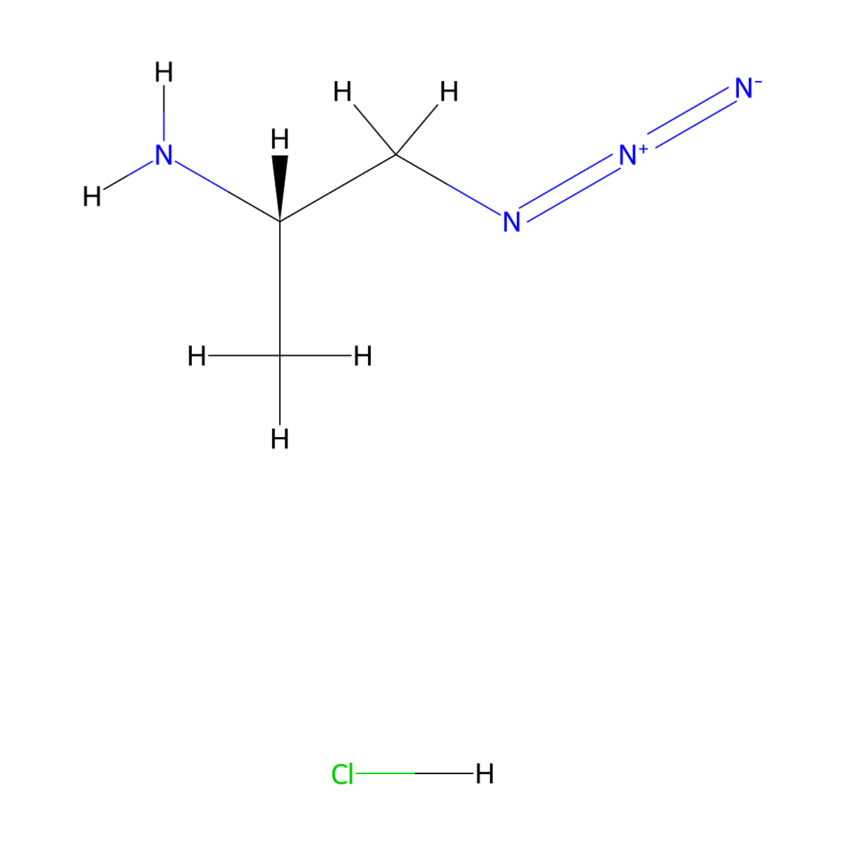 (2S)-1-azidopropan-2-amine hydrochloride molecular structure, CAS 672304-38-0