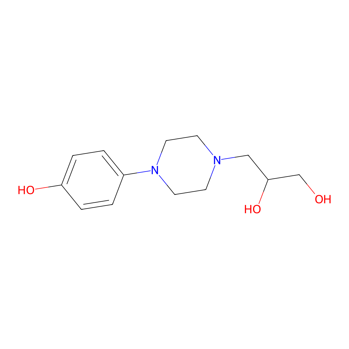 3-[4-(4-Hydroxyphenyl)piperazin-1-yl]propane-1,2-diol molecular structure, CAS 672307-28-7