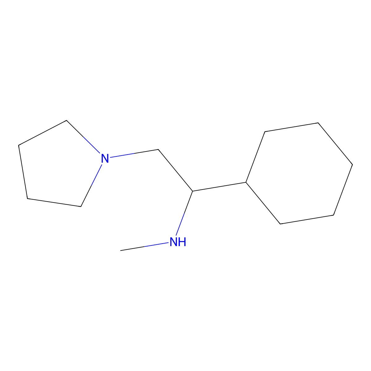 (1-Cyclohexyl-2-pyrrolidin-1-yl-ethyl)-methyl-amine molecular structure, CAS 672310-00-8