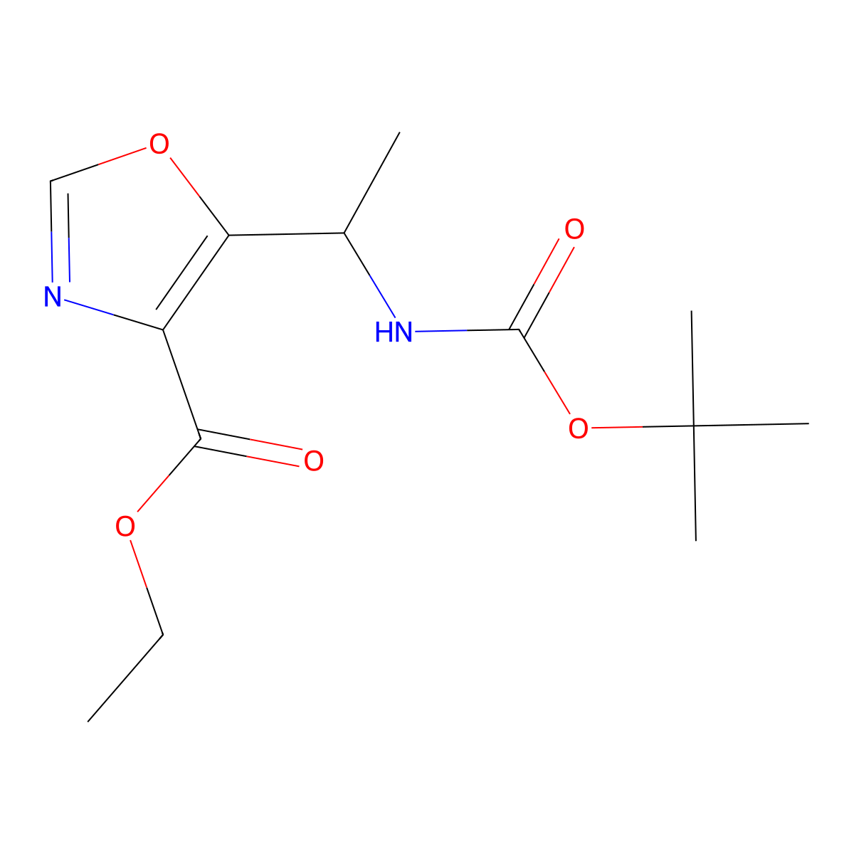 (S)-Ethyl 5-(1-((tert-butoxycarbonyl)amino)ethyl)oxazole-4-carboxylate molecular structure, CAS 672310-07-5