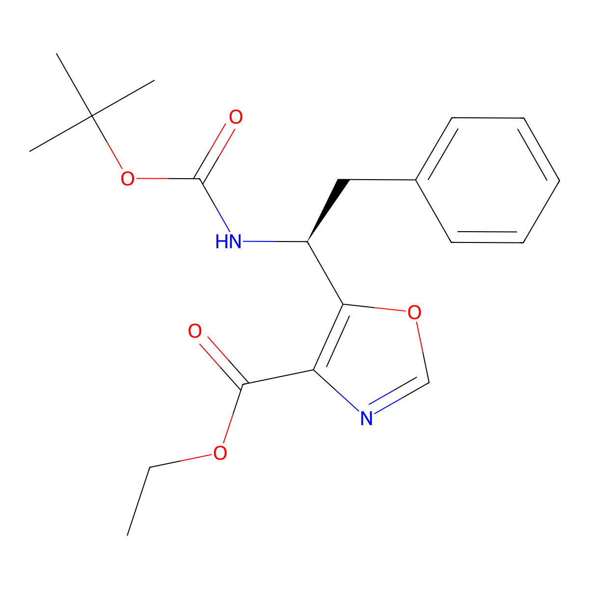 (S)-ethyl 5-(1-(Boc-amino)-2-phenylethyl)oxazole-4-carboxylate molecular structure, CAS 672310-08-6