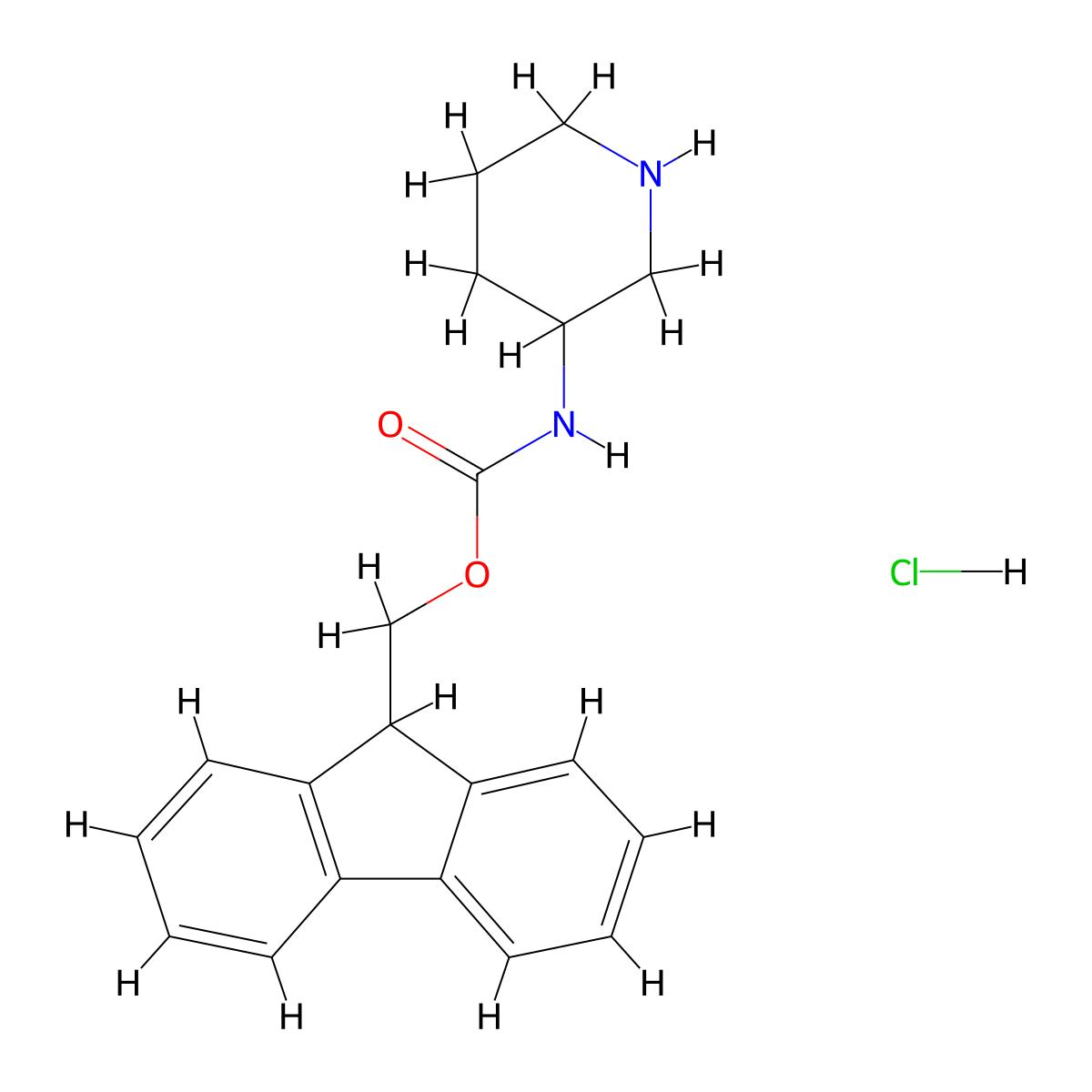 (9H-Fluoren-9-yl)methyl piperidin-3-ylcarbamate--hydrogen chloride (1/1) molecular structure, CAS 672310-13-3