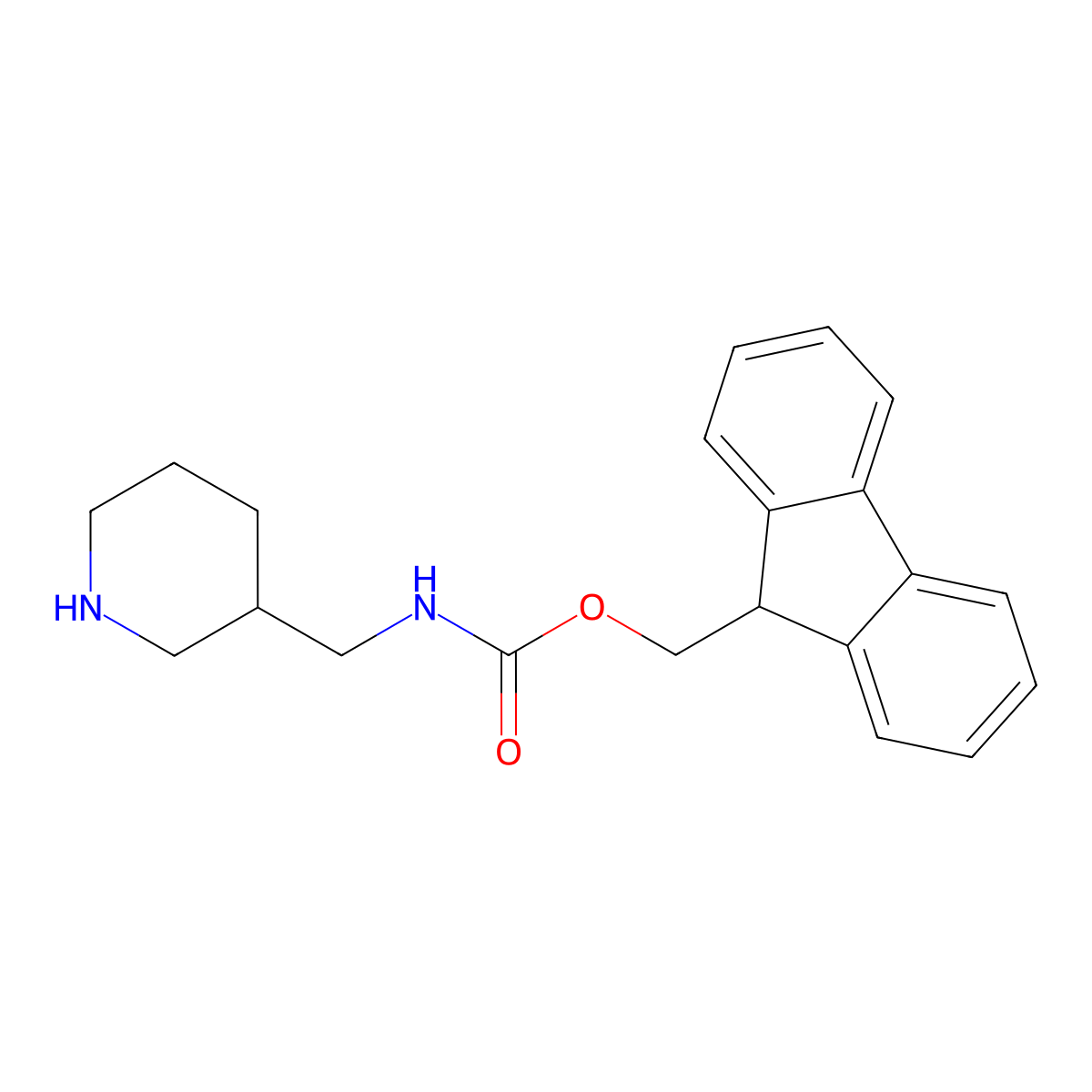 (9H-Fluoren-9-yl)methyl (piperidin-3-ylmethyl)carbamate molecular structure, CAS 672310-14-4