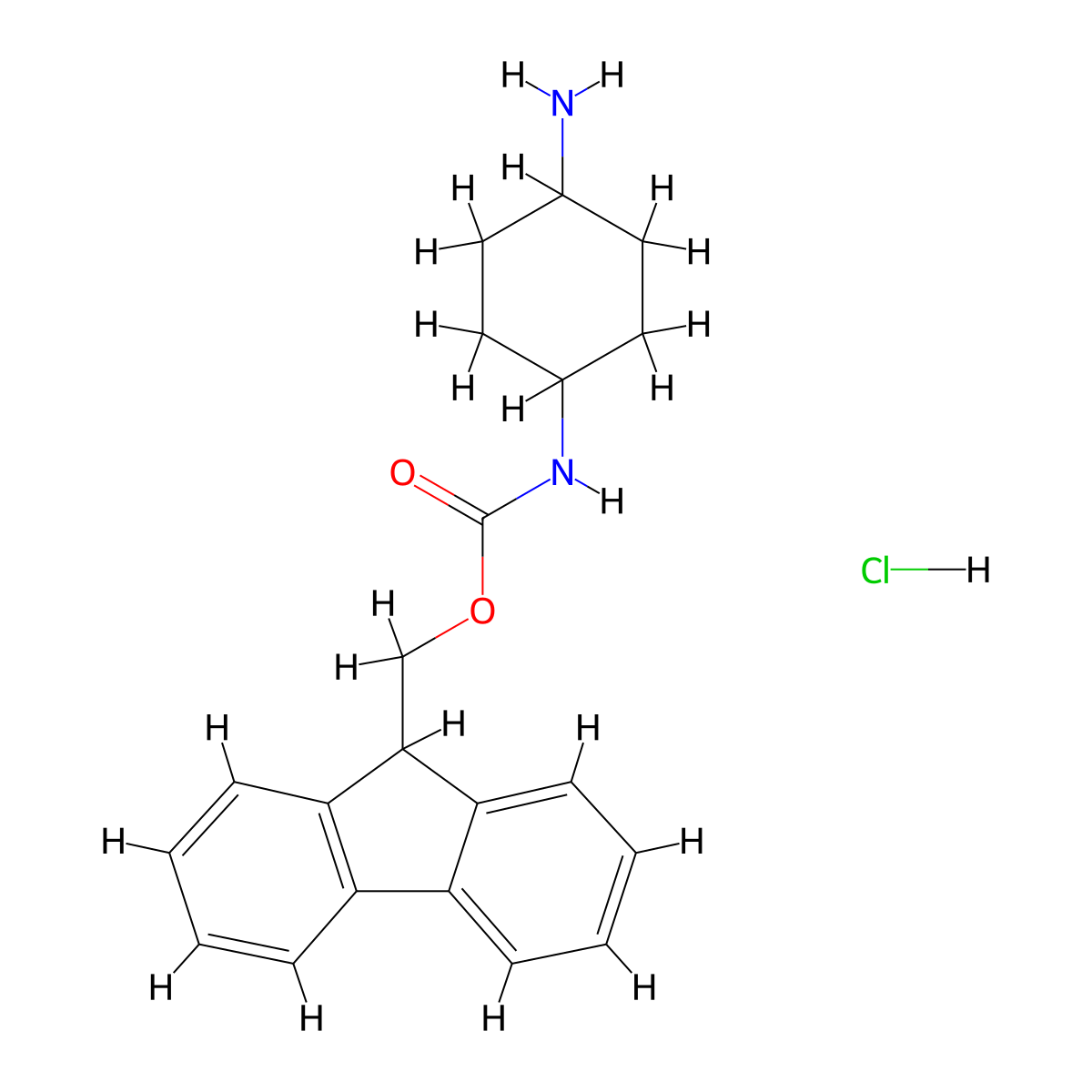 trans-(4-Amino-cyclohexyl)-carbamic acid 9h-fluoren-9-ylmethyl ester hydrochloride molecular structure, CAS 672310-17-7