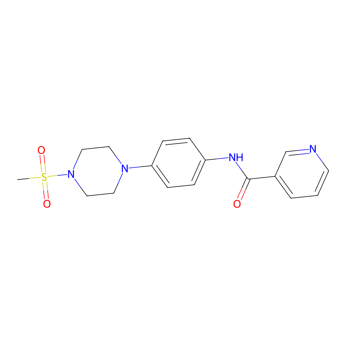 N-[4-(4-methylsulfonylpiperazin-1-yl)phenyl]pyridine-3-carboxamide molecular structure, CAS 672316-66-4