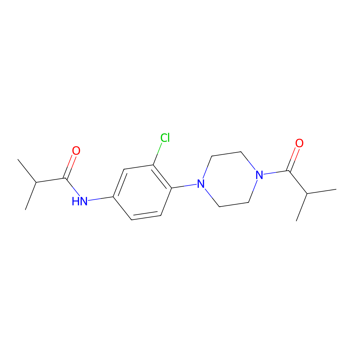 N-[3-chloro-4-[4-(2-methylpropanoyl)piperazin-1-yl]phenyl]-2-methylpropanamide molecular structure, CAS 672317-13-4