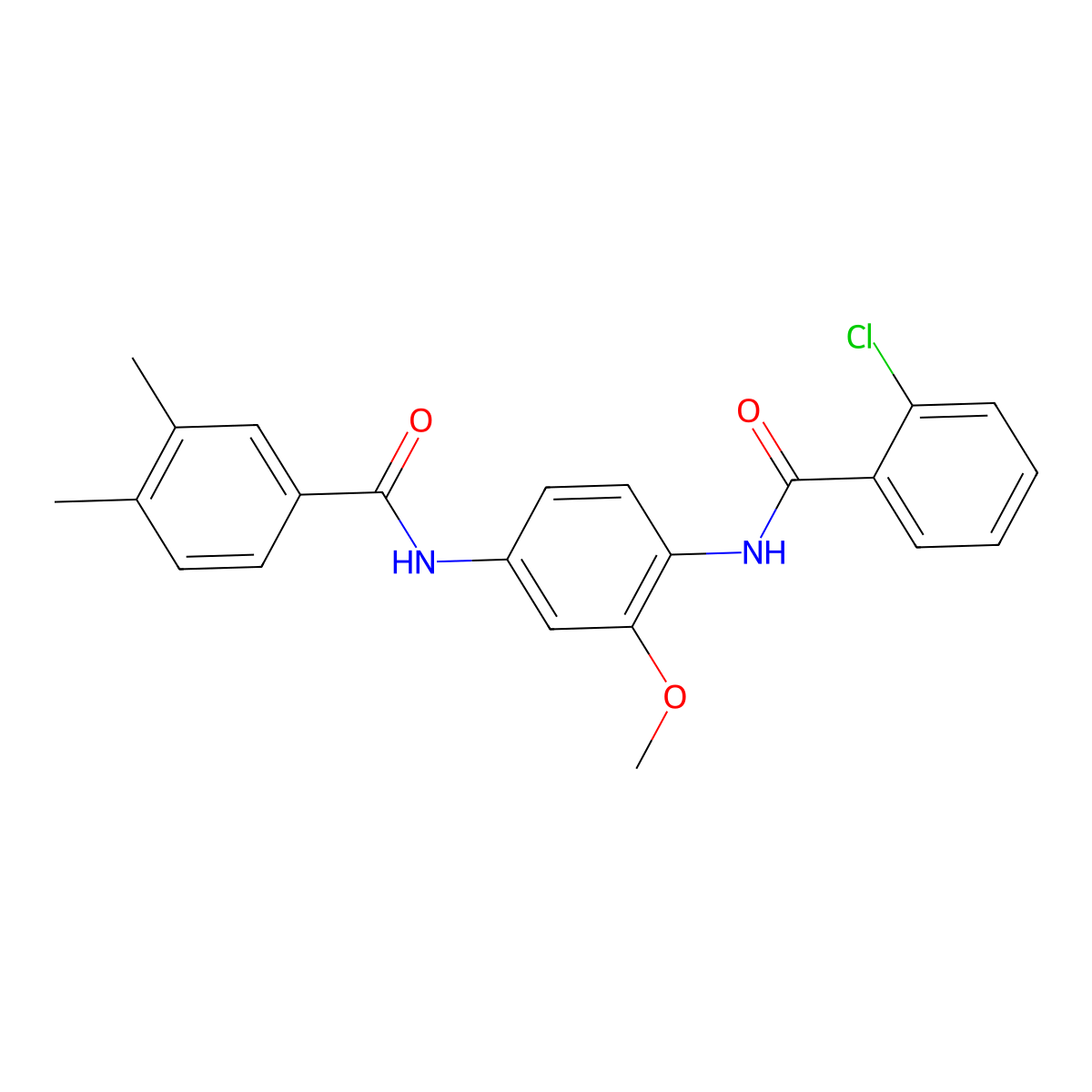 N-[4-[(2-chlorobenzoyl)amino]-3-methoxyphenyl]-3,4-dimethylbenzamide molecular structure, CAS 672318-34-2