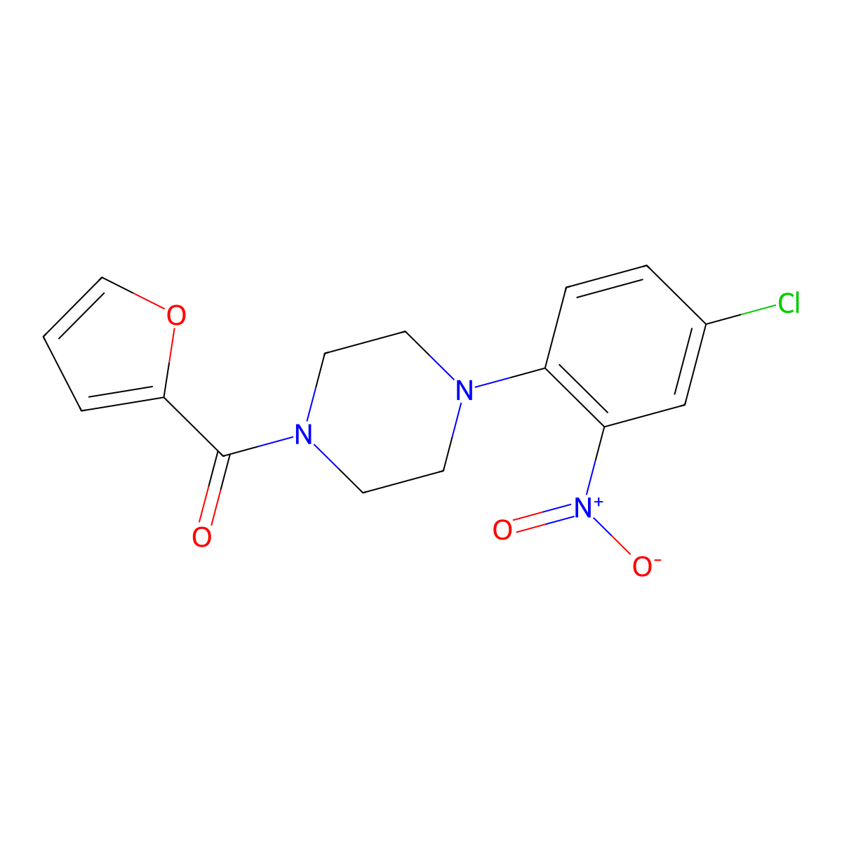 [4-(4-Chloro-2-nitrophenyl)piperazin-1-yl](furan-2-yl)methanone molecular structure, CAS 672323-10-3