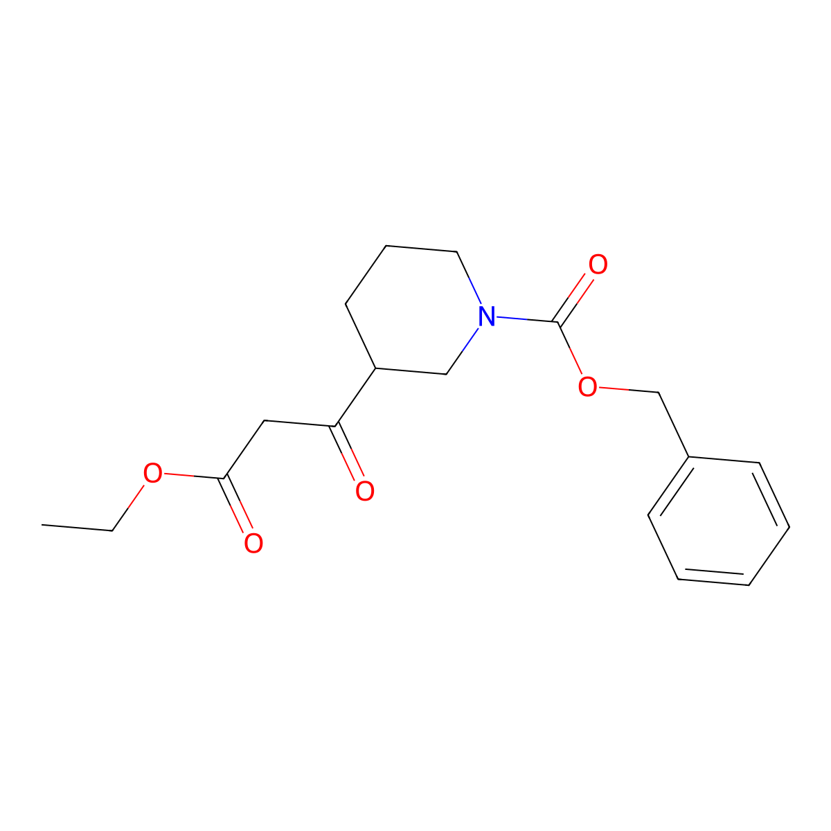 Benzyl 3-(3-ethoxy-3-oxopropanoyl)piperidine-1-carboxylate molecular structure, CAS 672323-13-6