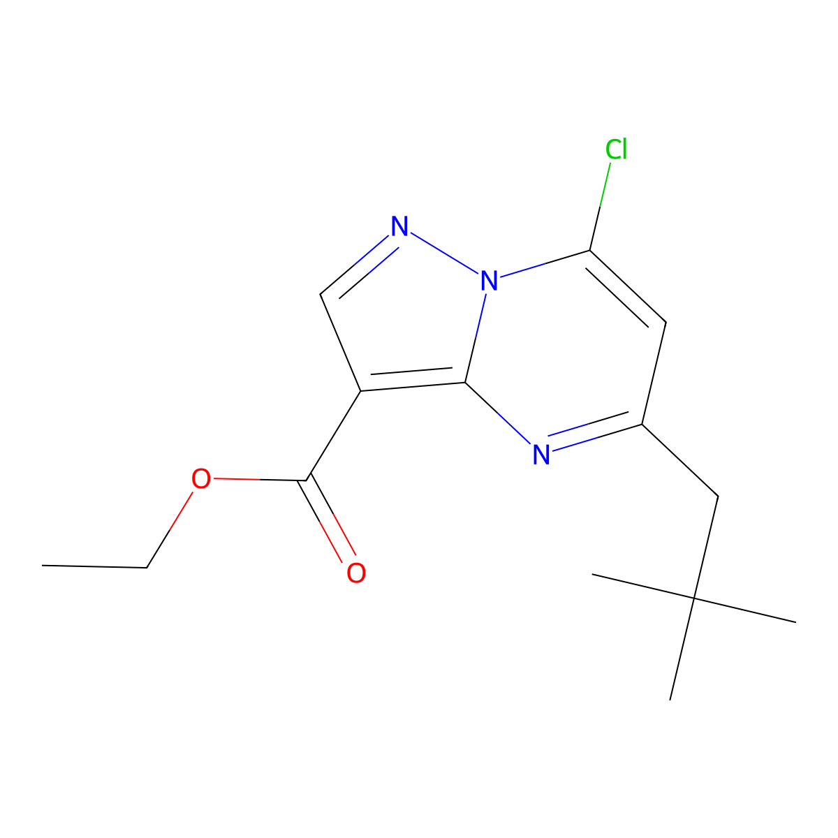 Ethyl 7-chloro-5-neopentylpyrazolo[1,5-a]pyrimidine-3-carboxylate molecular structure, CAS 672323-49-8
