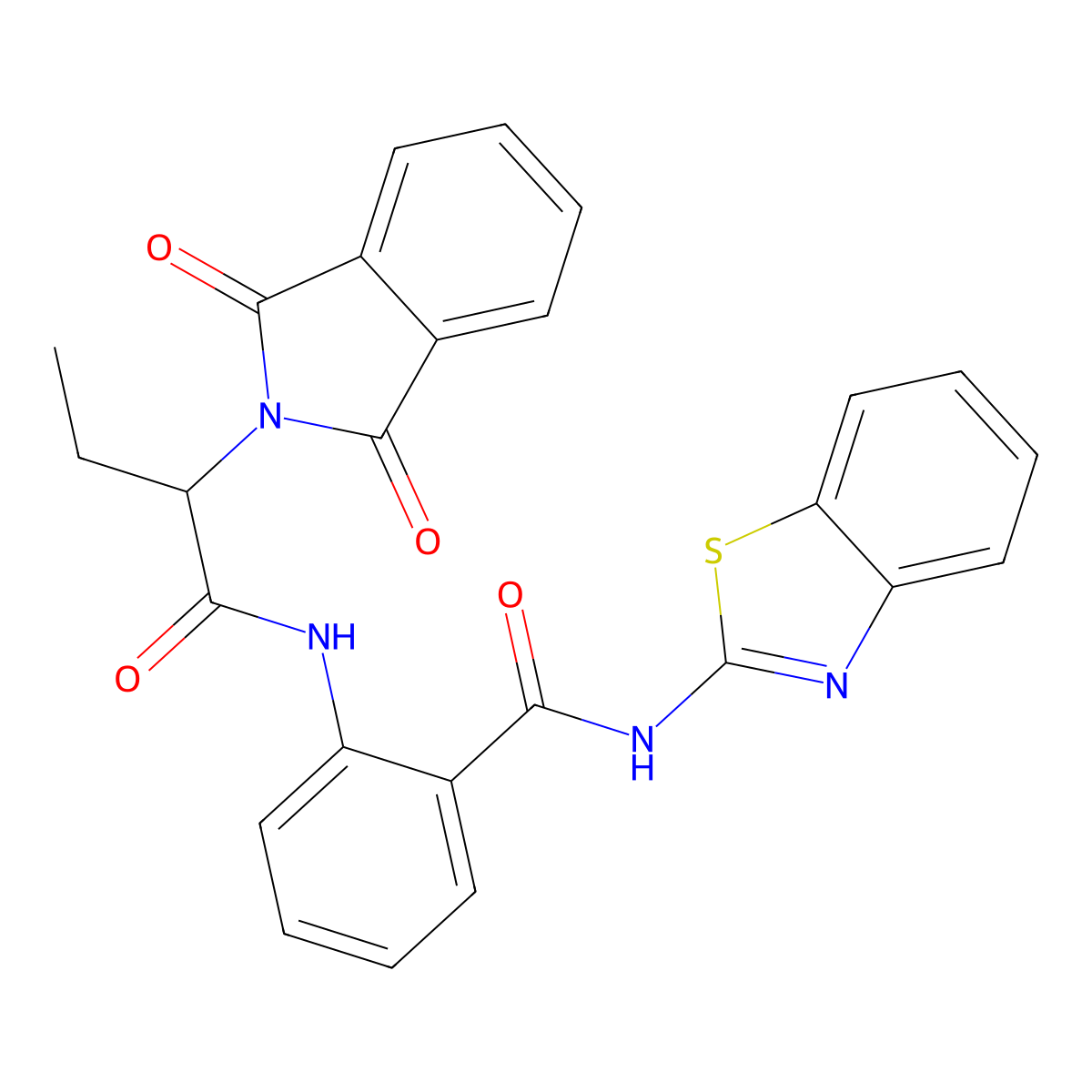 N-(1,3-benzothiazol-2-yl)-2-[2-(1,3-dioxoisoindol-2-yl)butanoylamino]benzamide molecular structure, CAS 672323-79-4