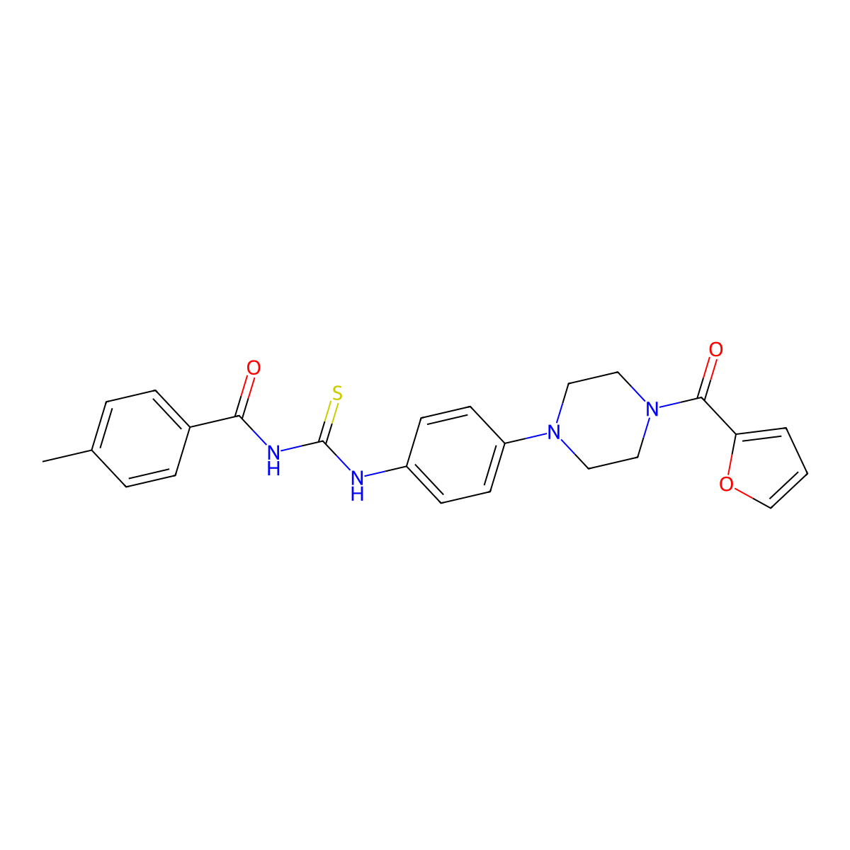 N-({4-[4-(furan-2-ylcarbonyl)piperazin-1-yl]phenyl}carbamothioyl)-4-methylbenzamide molecular structure, CAS 672324-18-4