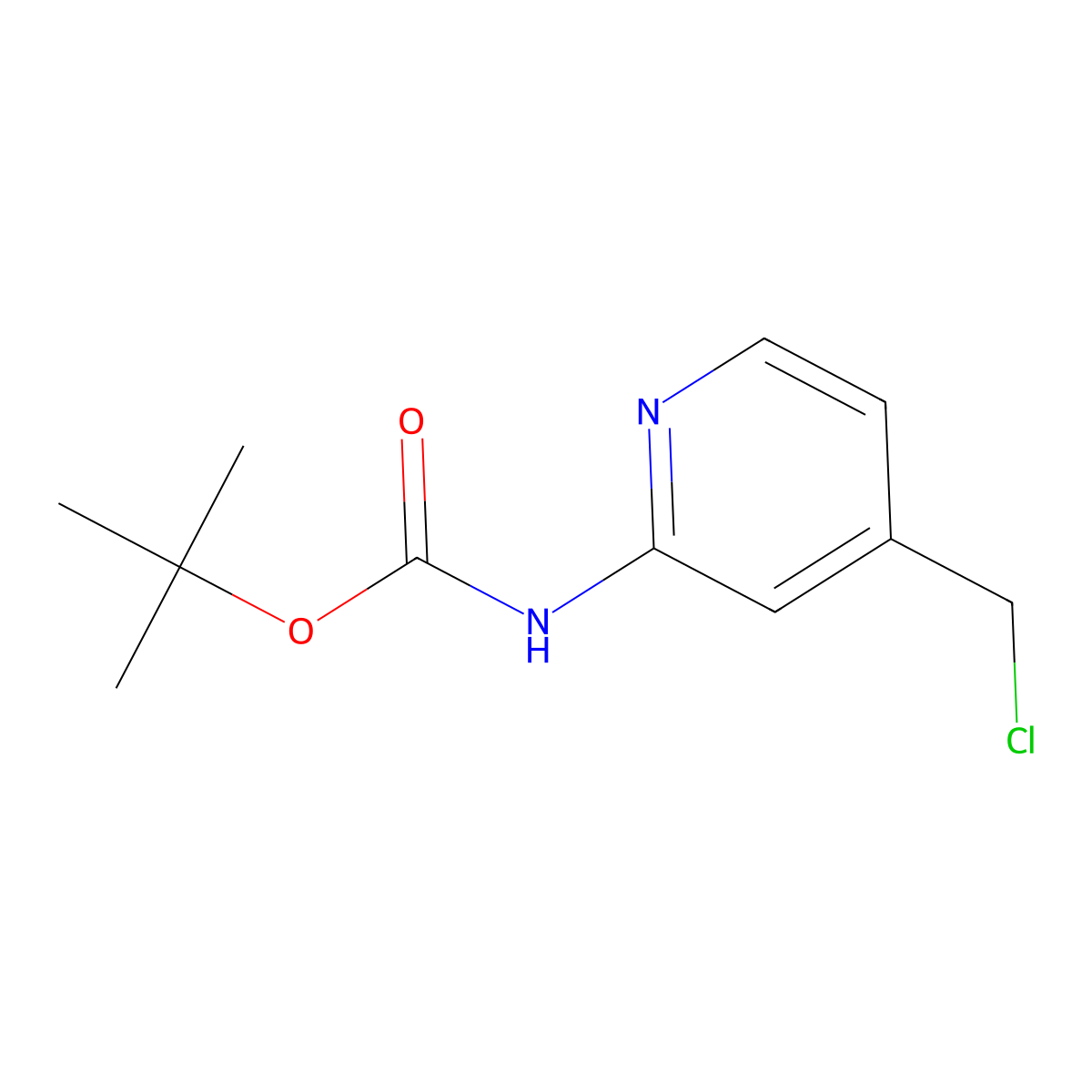 tert-butyl N-(4-(chloromethyl)pyridin-2-yl)carbamate molecular structure, CAS 672324-82-2