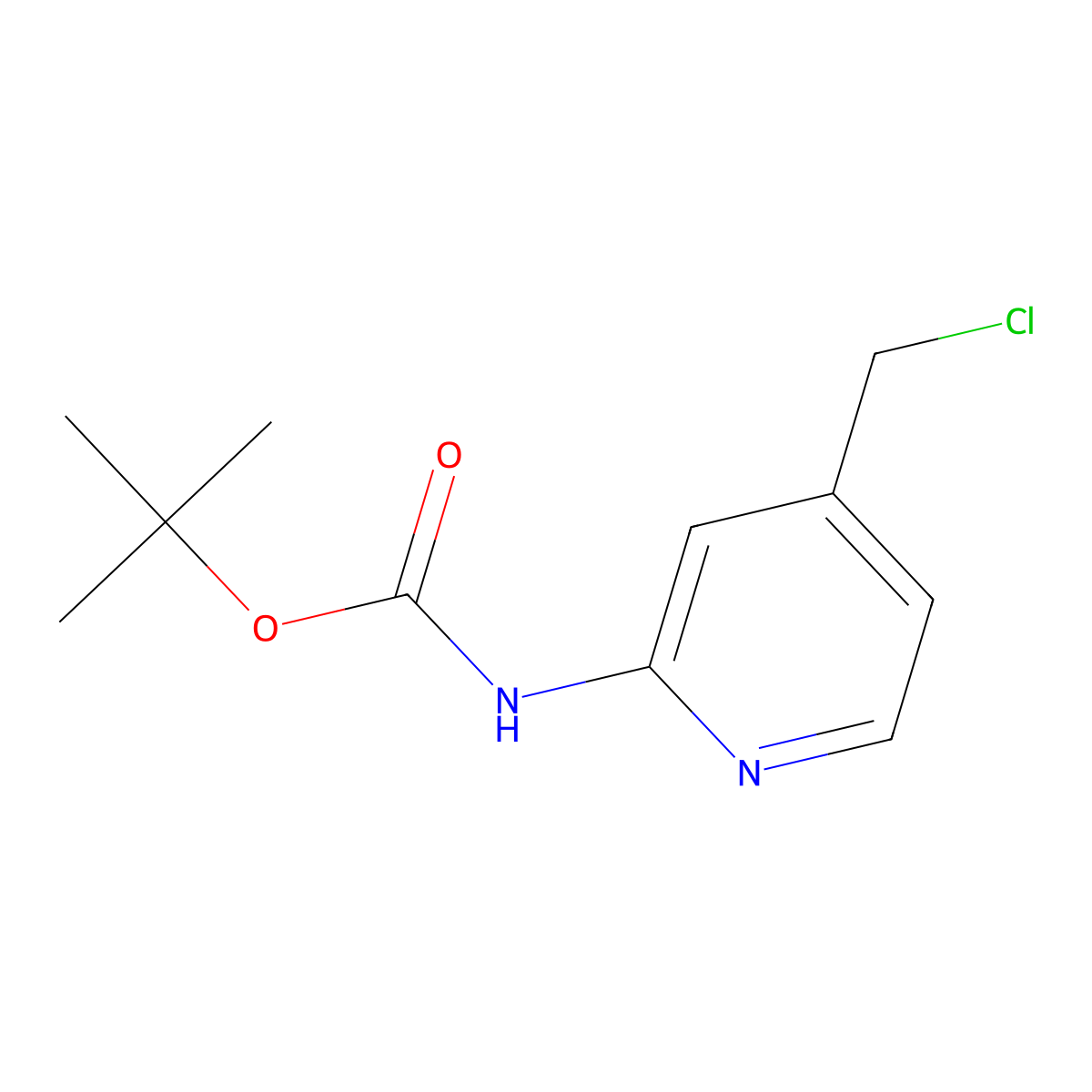 tert-butyl N-(4-(chloromethyl)pyridin-2-yl)carbamate molecular structure, CAS 672324-82-2