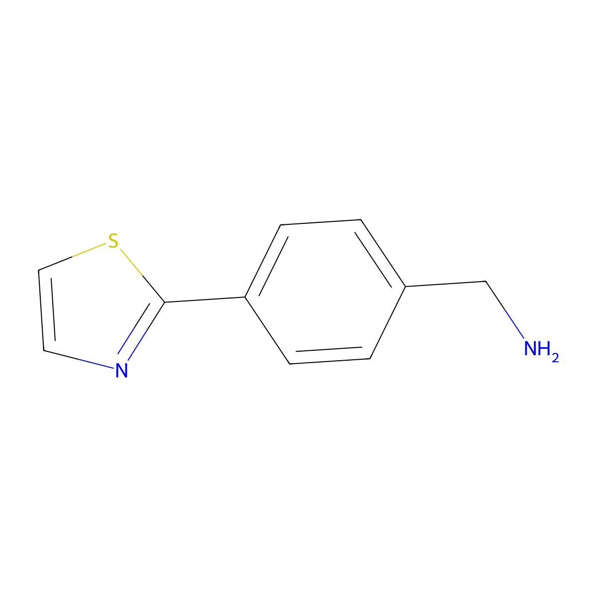 (4-(1,3-Thiazol-2-yl)phenyl)methanamine molecular structure, CAS 672324-87-7