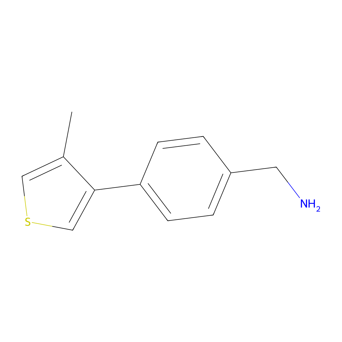 Benzenemethanamine, 4-(4-methyl-3-thienyl)- molecular structure, CAS 672324-89-9
