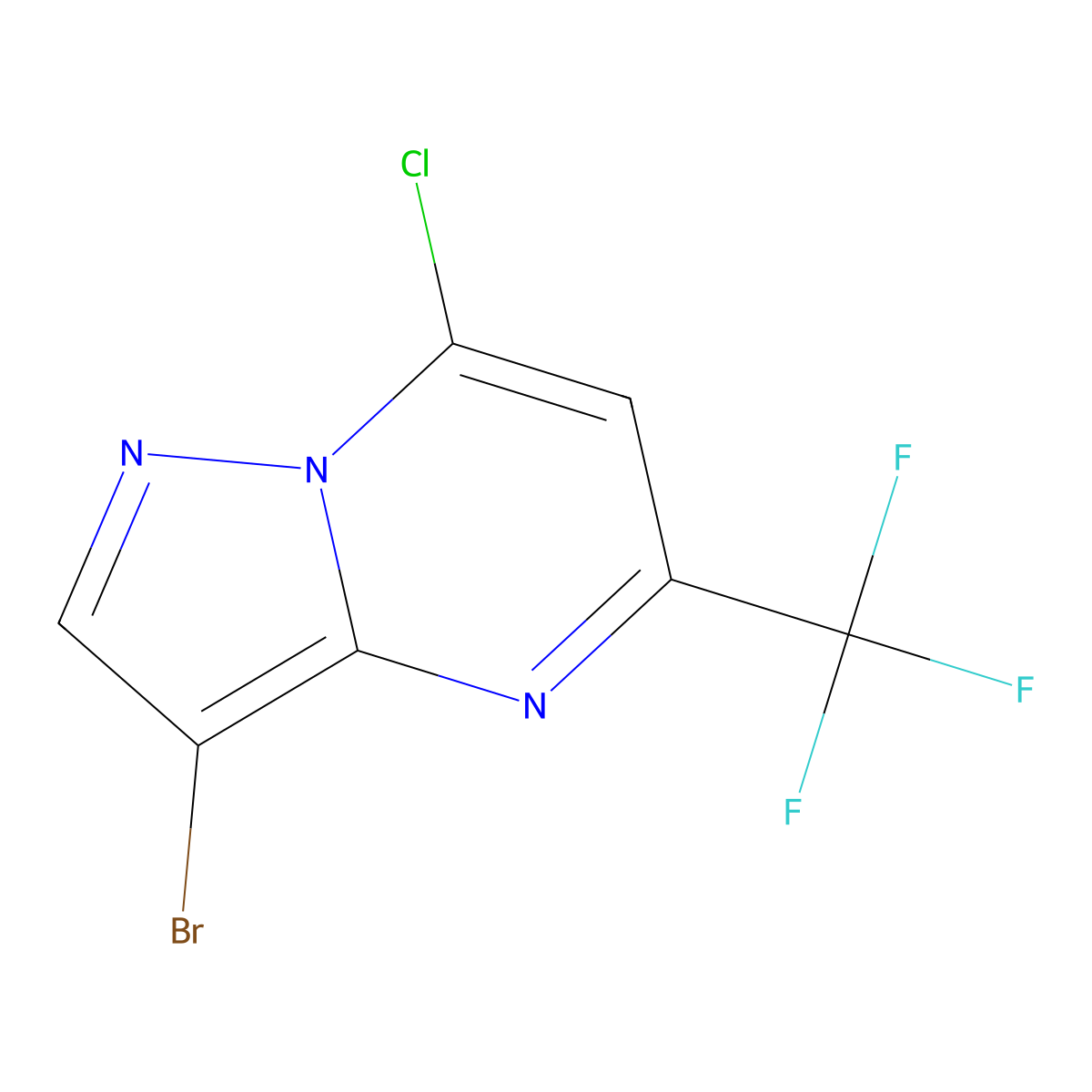 3-Bromo-7-chloro-5-(trifluoromethyl)pyrazolo[1,5-a]pyrimidine molecular structure, CAS 672325-28-9