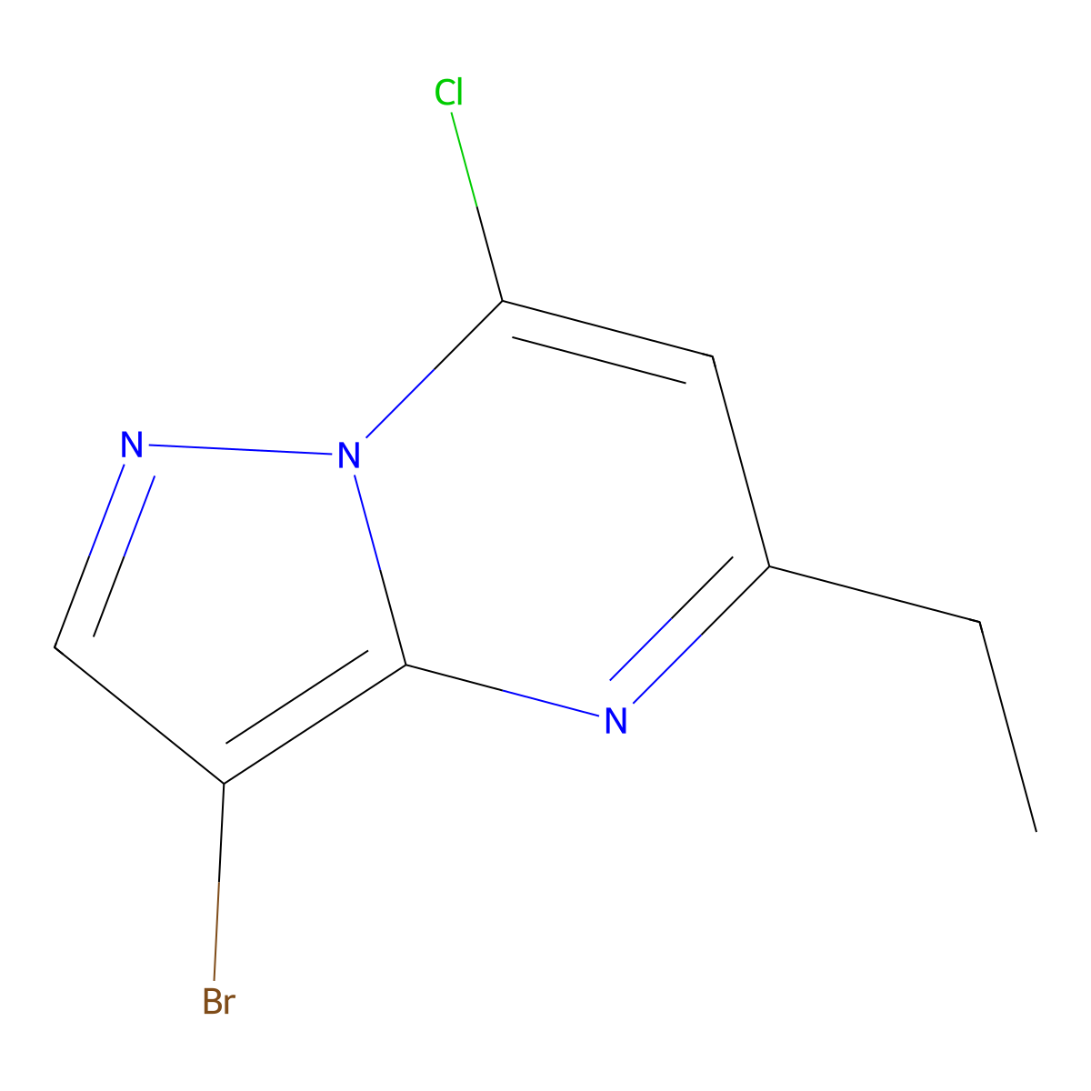 3-Bromo-7-chloro-5-ethylpyrazolo[1,5-a]pyrimidine molecular structure, CAS 672325-29-0