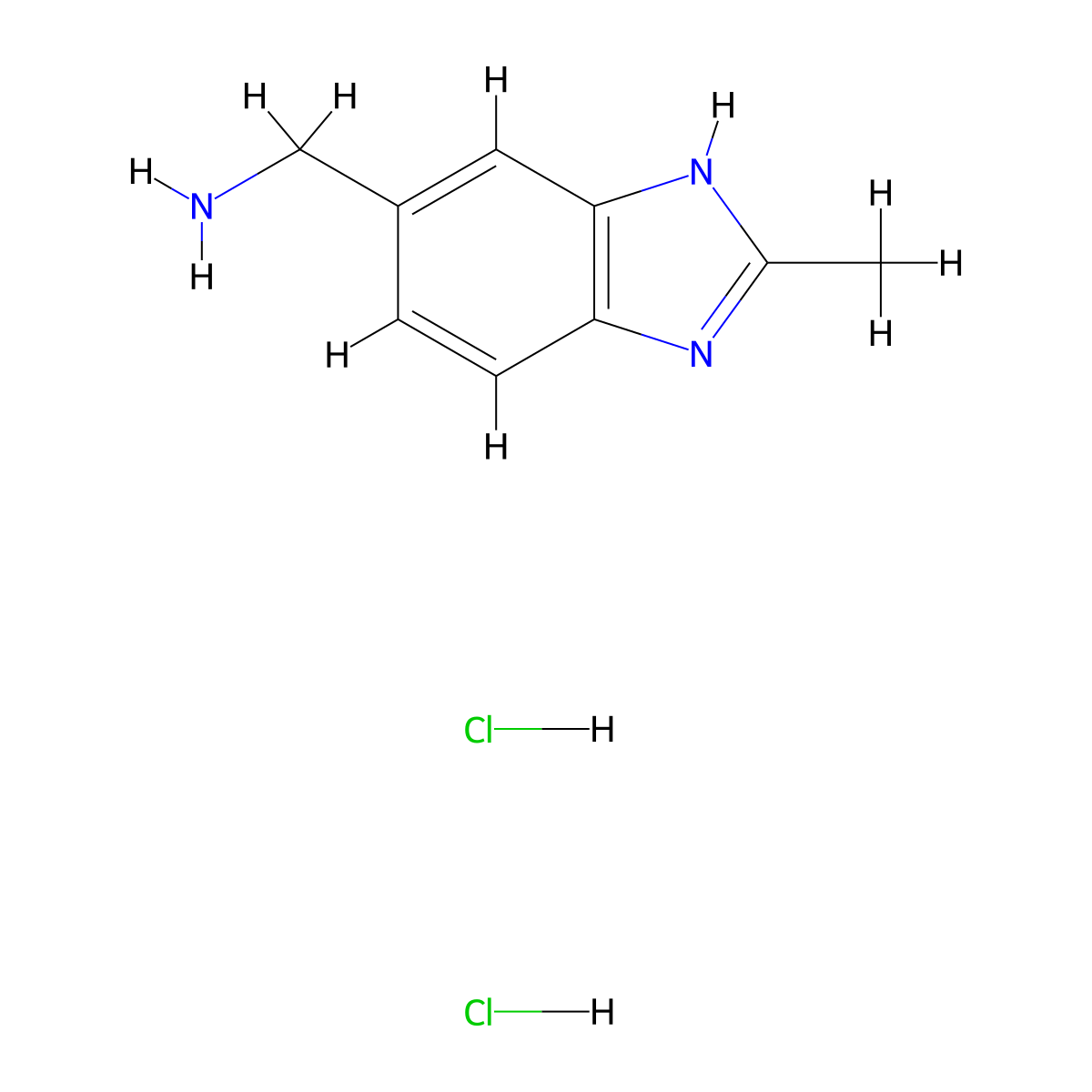 1-(2-Methyl-1H-1,3-benzodiazol-6-yl)methanamine dihydrochloride molecular structure, CAS 672325-34-7