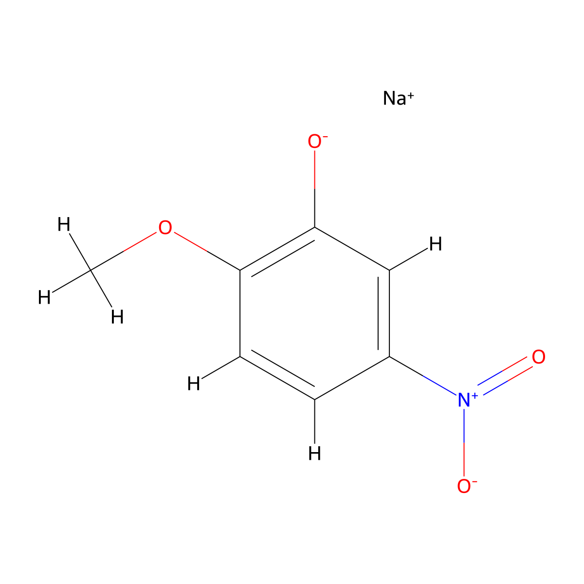 Sodium 5-nitroguaiacolate molecular structure, CAS 67233-85-6