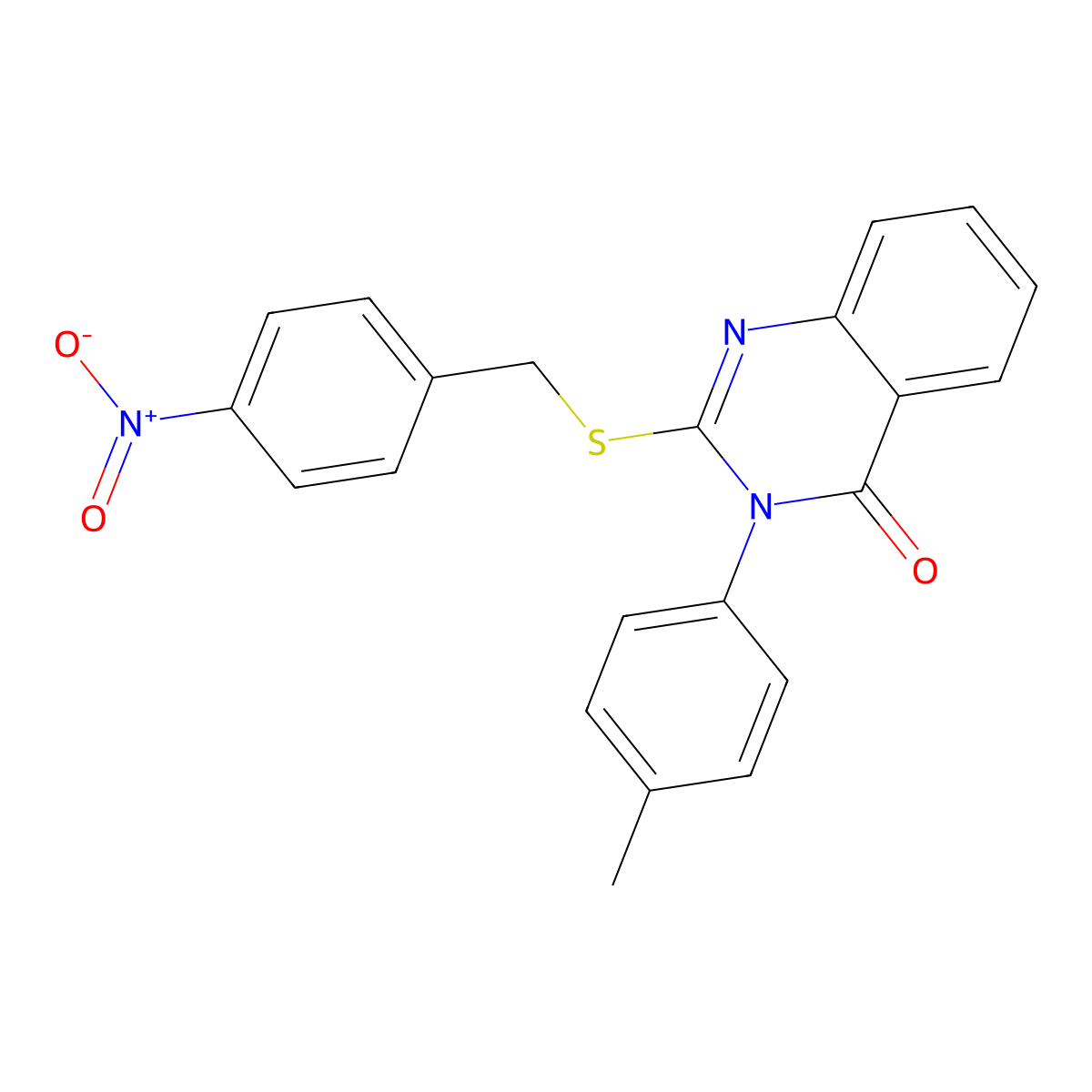 3-(4-Methylphenyl)-2-((4-nitrobenzyl)thio)-4(3H)-quinazolinone molecular structure, CAS 672330-02-8