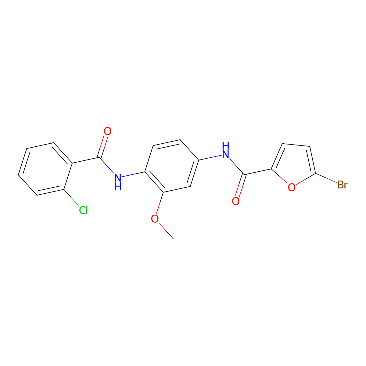 5-bromo-N-{4-[(2-chlorobenzoyl)amino]-3-methoxyphenyl}-2-furamide molecular structure, CAS 672330-10-8