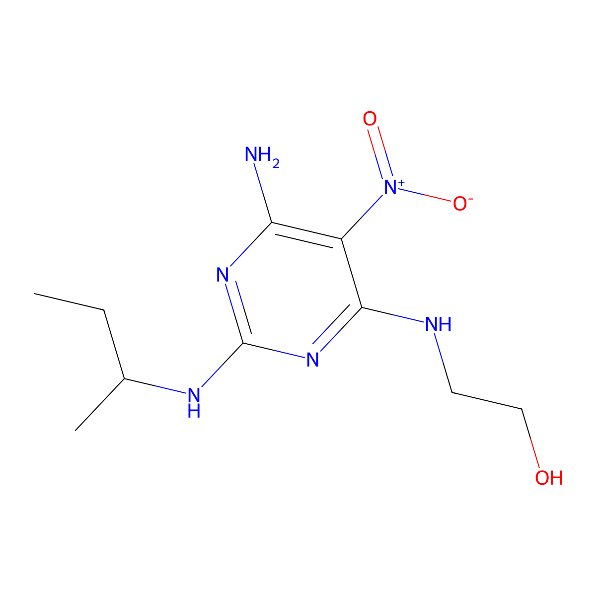 2-[[6-Amino-2-(butan-2-ylamino)-5-nitropyrimidin-4-yl]amino]ethanol molecular structure, CAS 672330-34-6