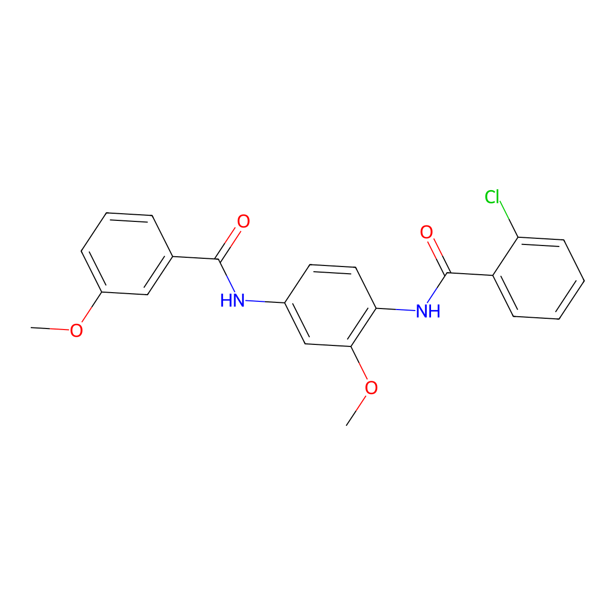 2-chloro-N-[2-methoxy-4-[(3-methoxybenzoyl)amino]phenyl]benzamide molecular structure, CAS 672331-05-4