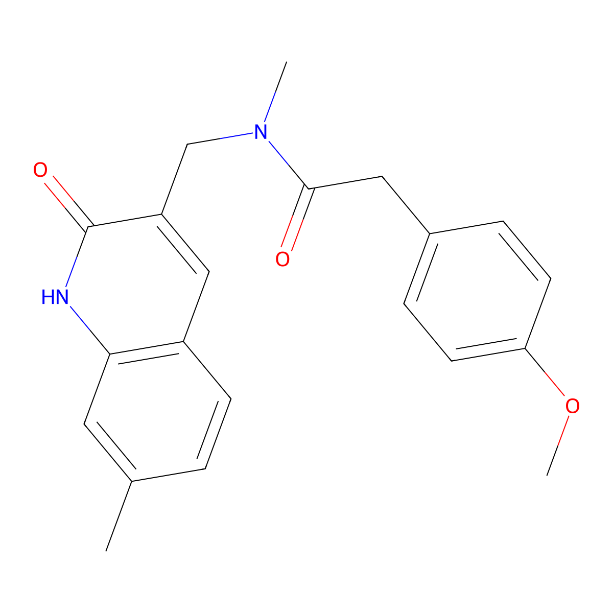 2-(4-methoxyphenyl)-N-methyl-N-[(7-methyl-2-oxo-1H-quinolin-3-yl)methyl]acetamide molecular structure, CAS 672331-29-2