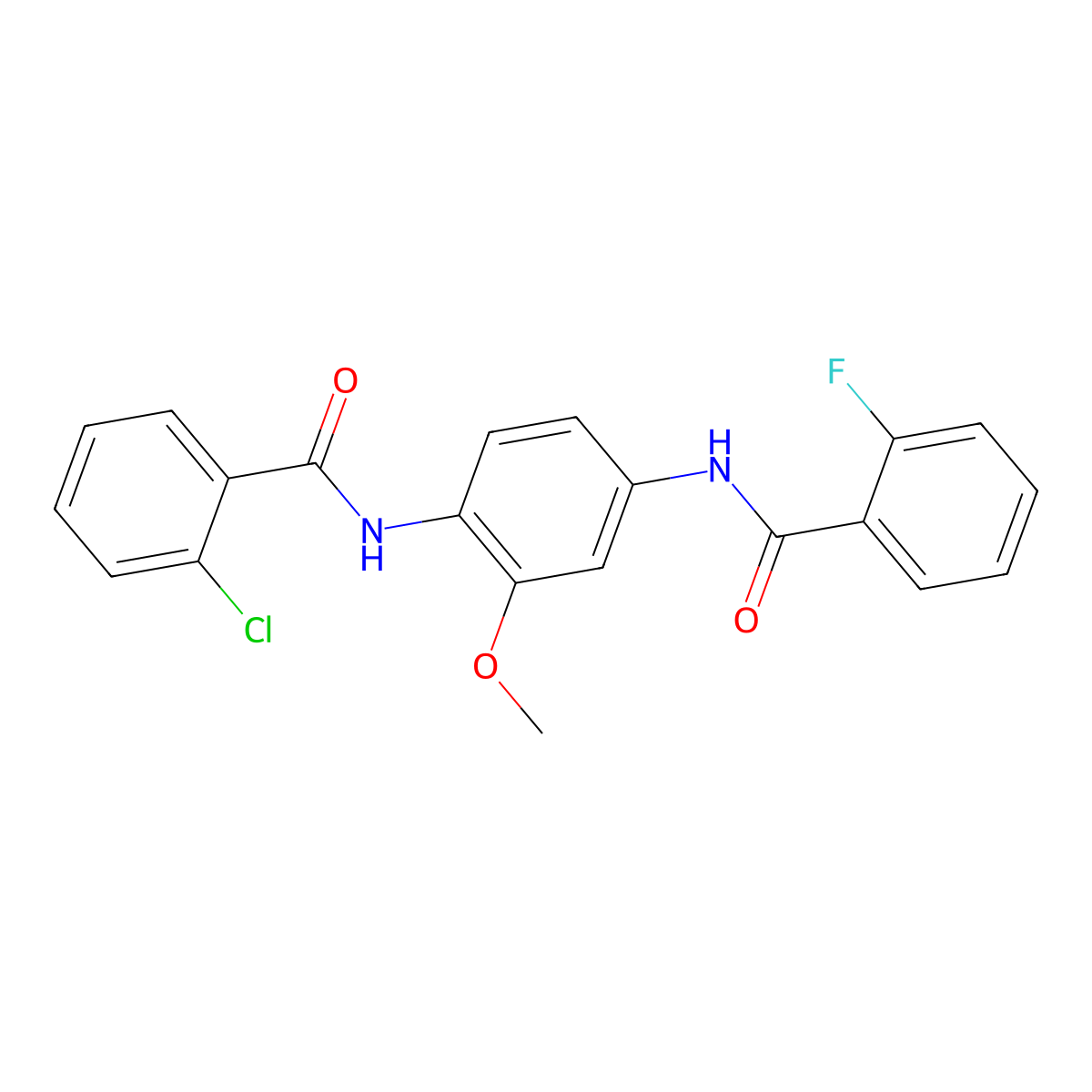 2-chloro-N-{4-[(2-fluorobenzoyl)amino]-2-methoxyphenyl}benzamide molecular structure, CAS 672331-31-6