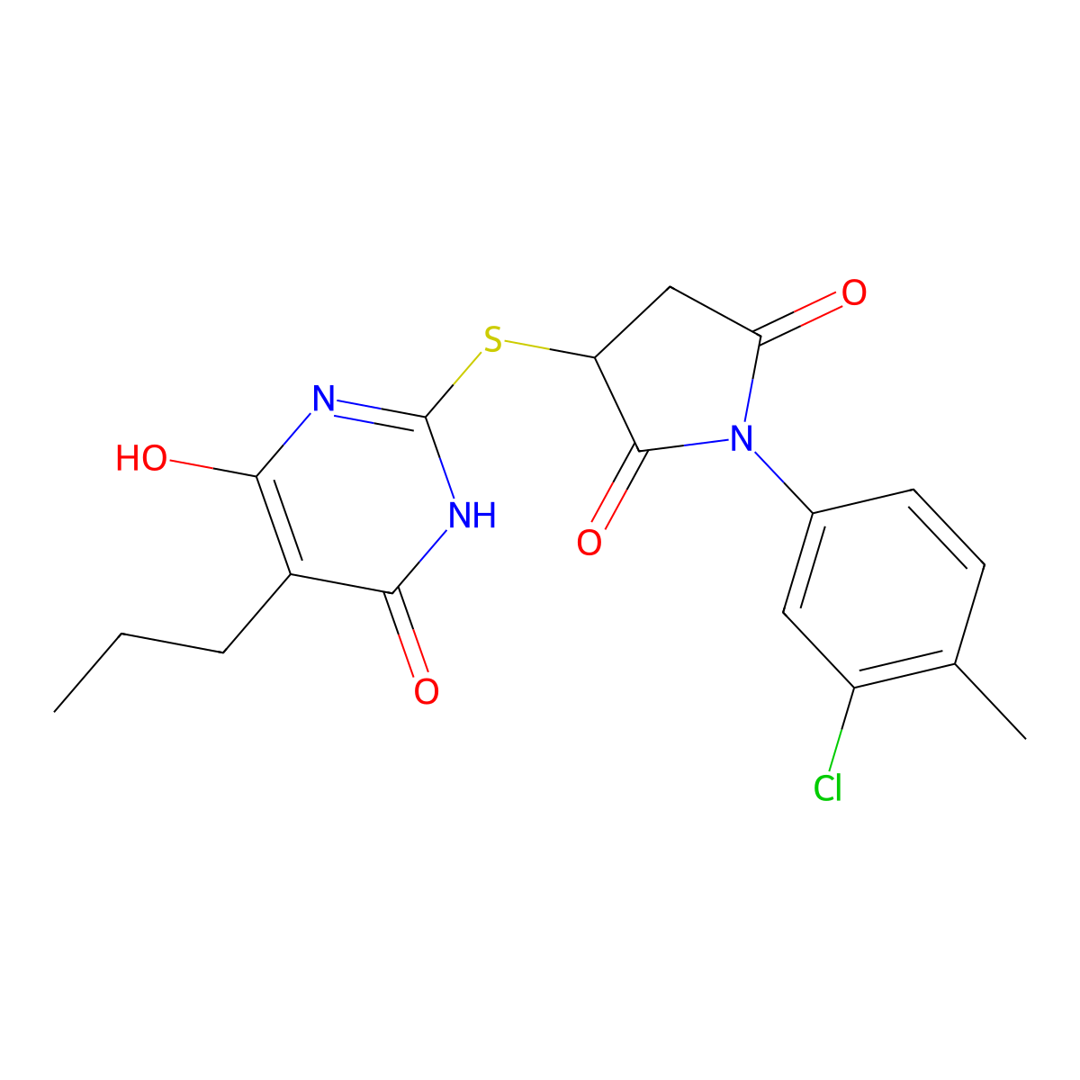 1-(3-Chloro-4-methylphenyl)-3-[(4,6-dihydroxy-5-propyl-2-pyrimidinyl)thio]-2,5-pyrrolidinedione molecular structure, CAS 672331-44-1