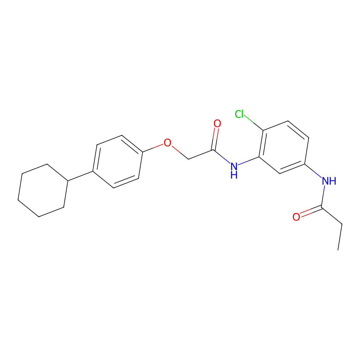 N-[4-chloro-3-[[2-(4-cyclohexylphenoxy)acetyl]amino]phenyl]propanamide molecular structure, CAS 672331-98-5