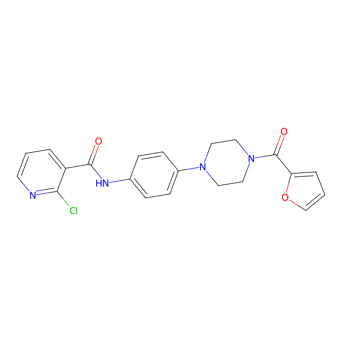 2-Chloro-N-{4-[4-(furan-2-carbonyl)piperazin-1-YL]phenyl}pyridine-3-carboxamide molecular structure, CAS 672332-16-0