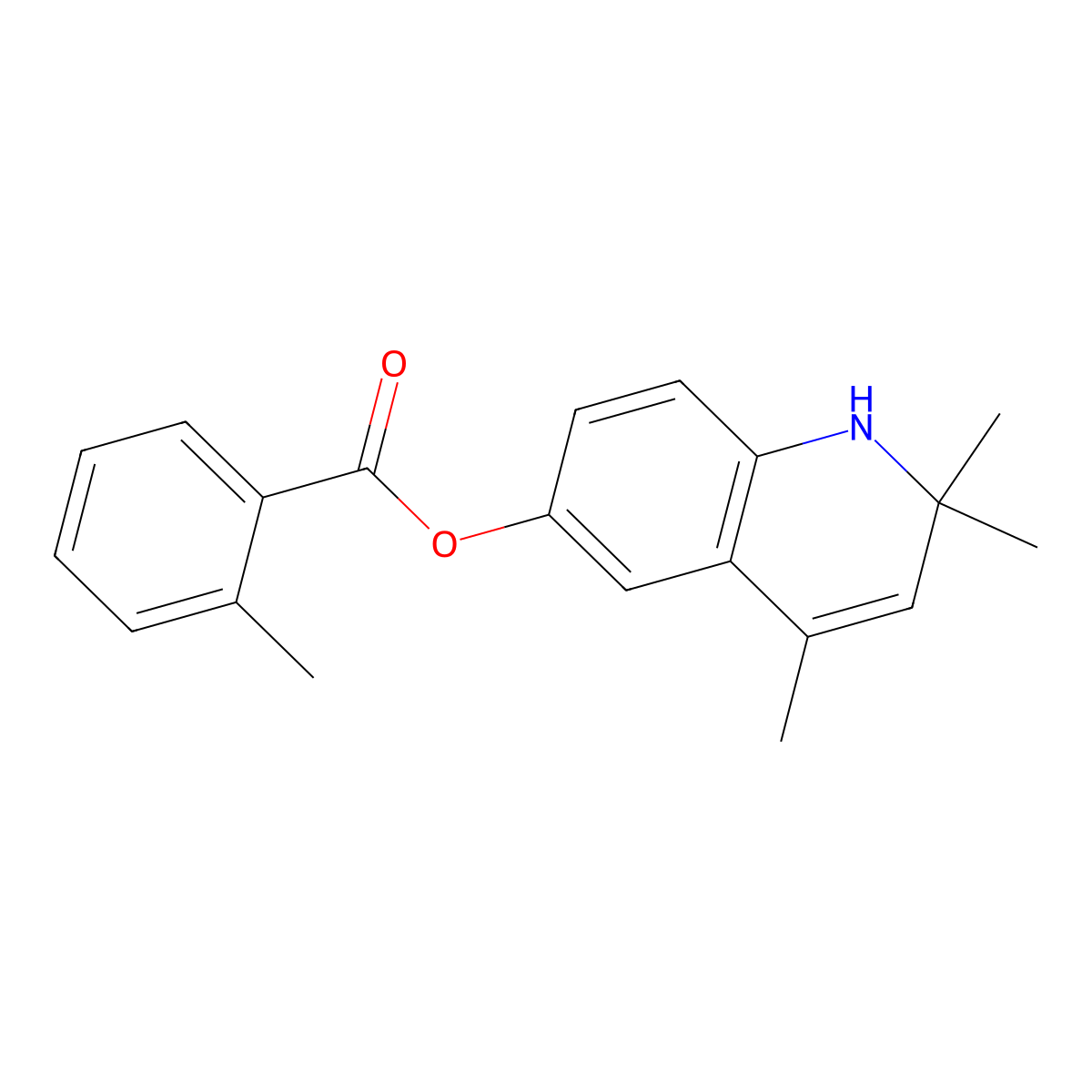 2,2,4-Trimethyl-1,2-dihydroquinolin-6-yl 2-methylbenzoate molecular structure, CAS 672332-38-6