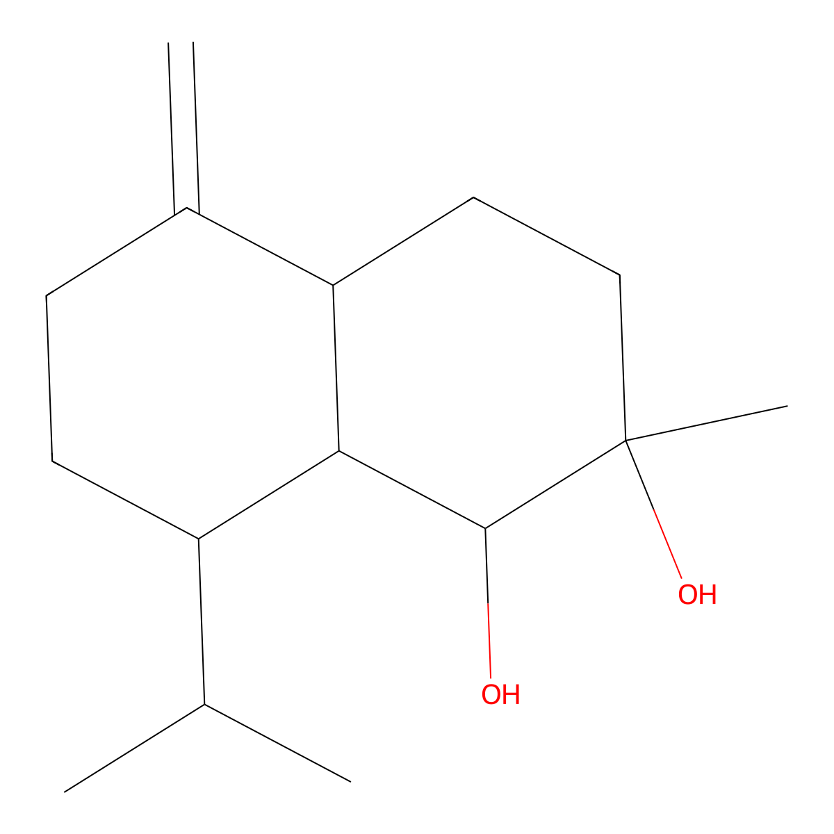 2-Methyl-5-methylidene-8-propan-2-yl-1,3,4,4a,6,7,8,8a-octahydronaphthalene-1,2-diol molecular structure, CAS 672336-50-4