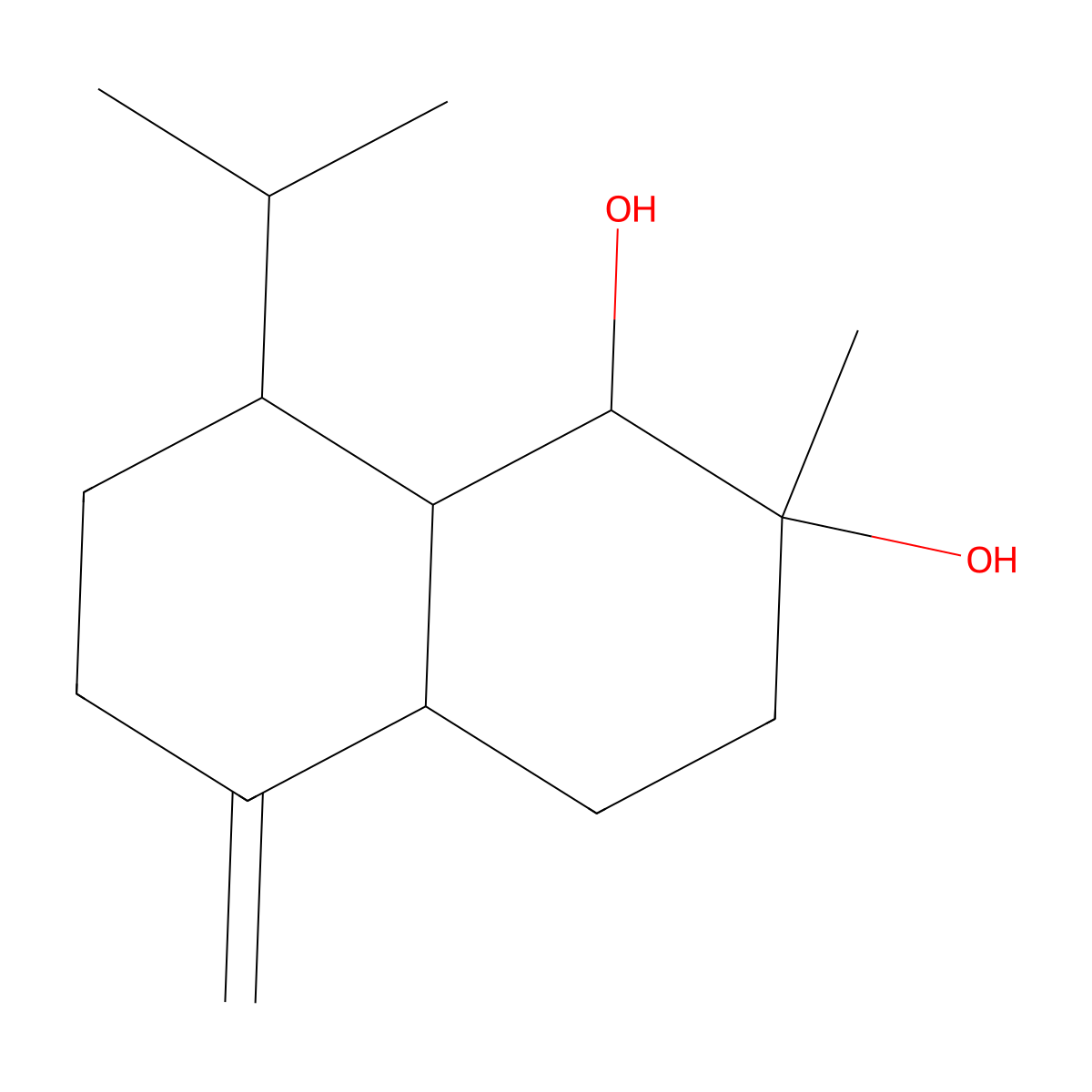 2-Methyl-5-methylidene-8-propan-2-yl-1,3,4,4a,6,7,8,8a-octahydronaphthalene-1,2-diol molecular structure, CAS 672336-50-4