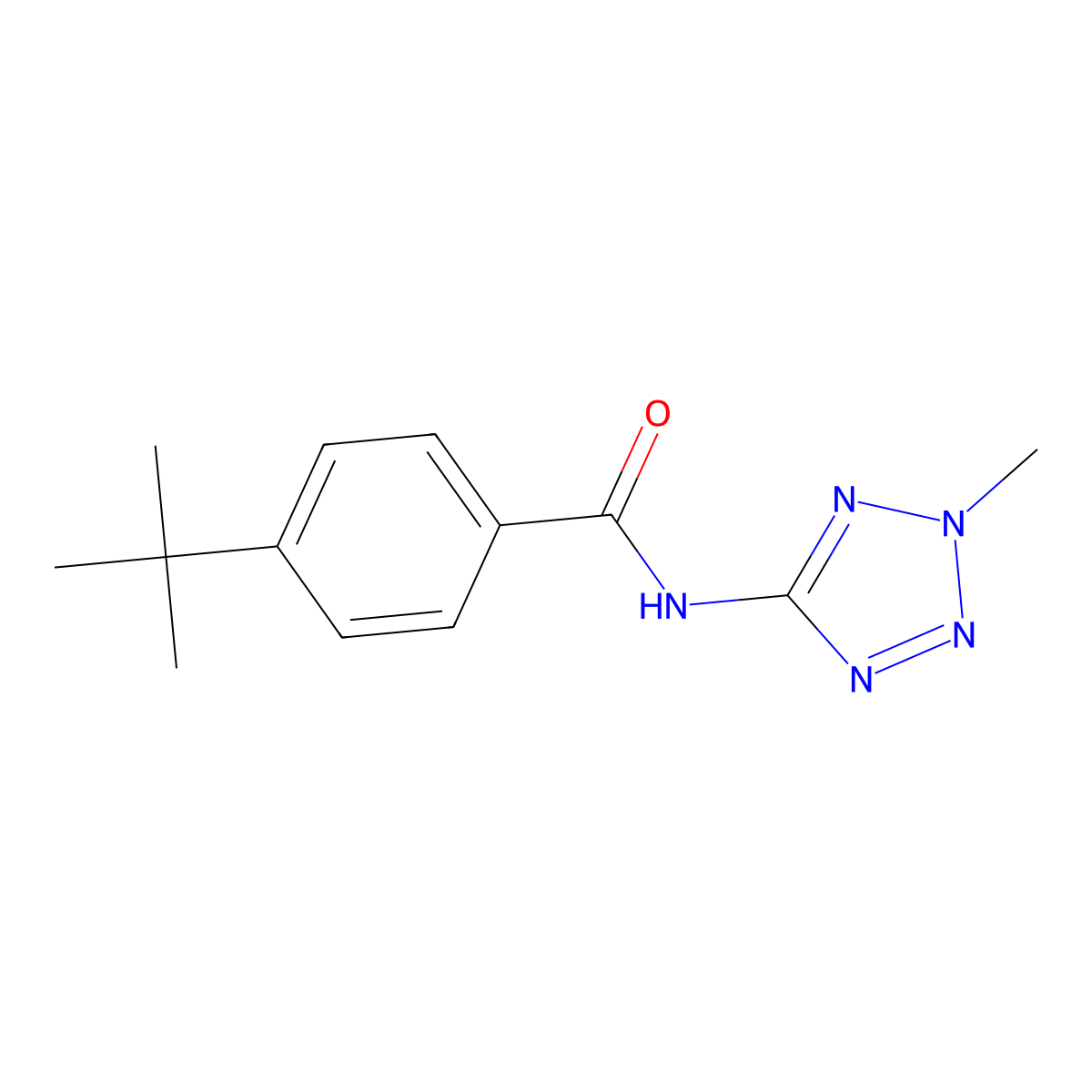 4-tert-Butyl-N-(2-methyl-2H-tetrazol-5-yl)-benzamide molecular structure, CAS 672338-07-7