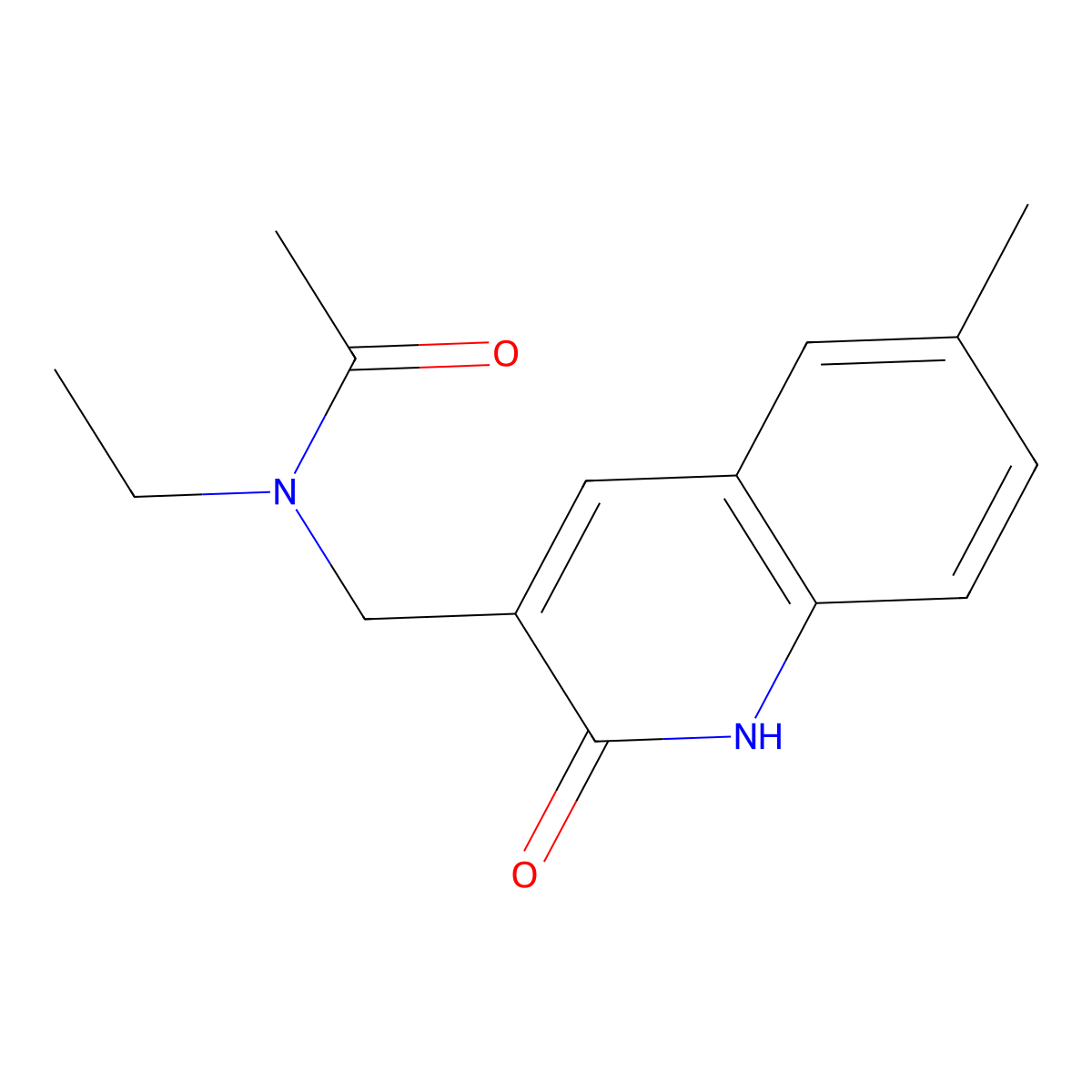 N-ethyl-N-[(6-methyl-2-oxo-1H-quinolin-3-yl)methyl]acetamide molecular structure, CAS 672340-34-0
